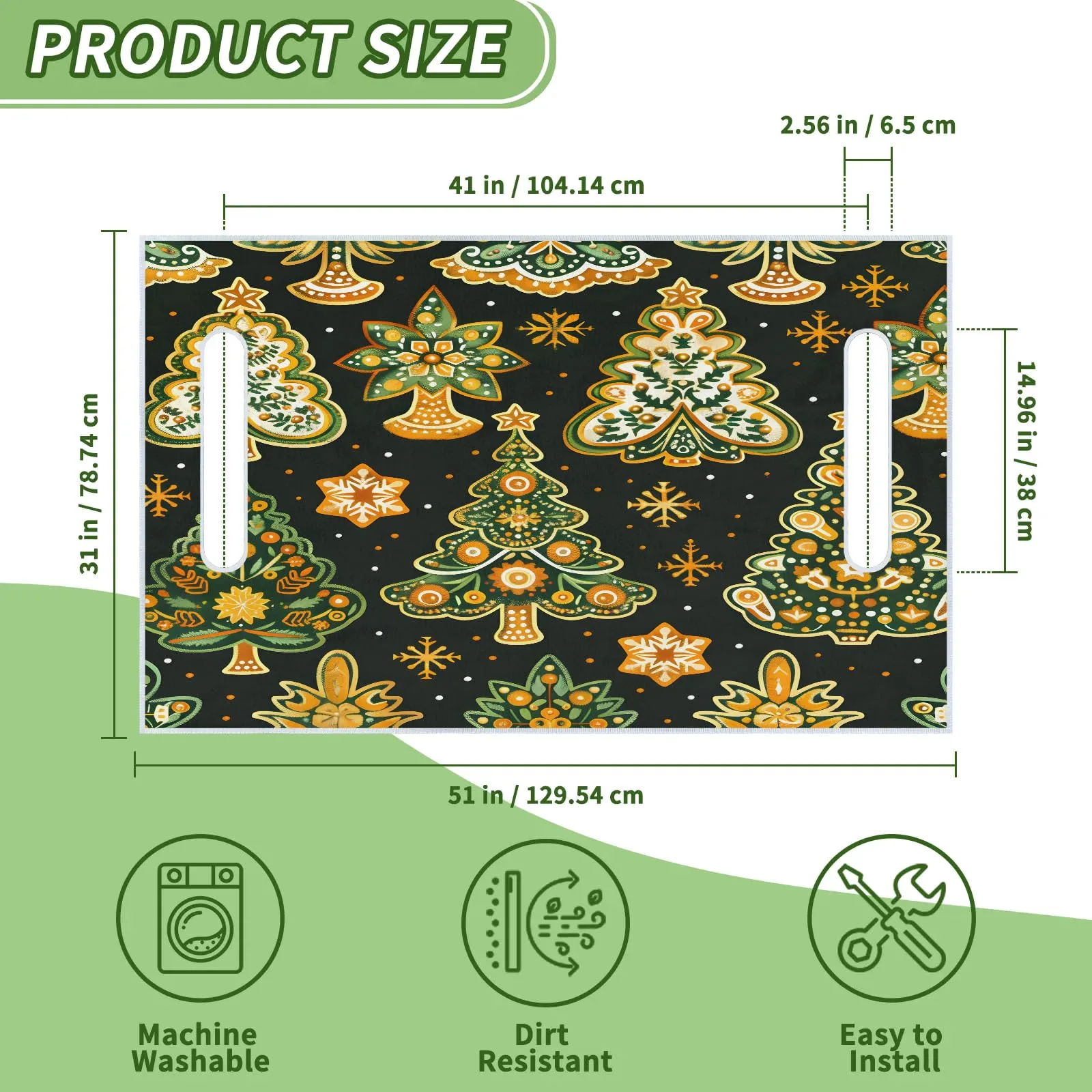 Tiveruda Christmas Golden Tree Golf Cart Seat Cover image 2