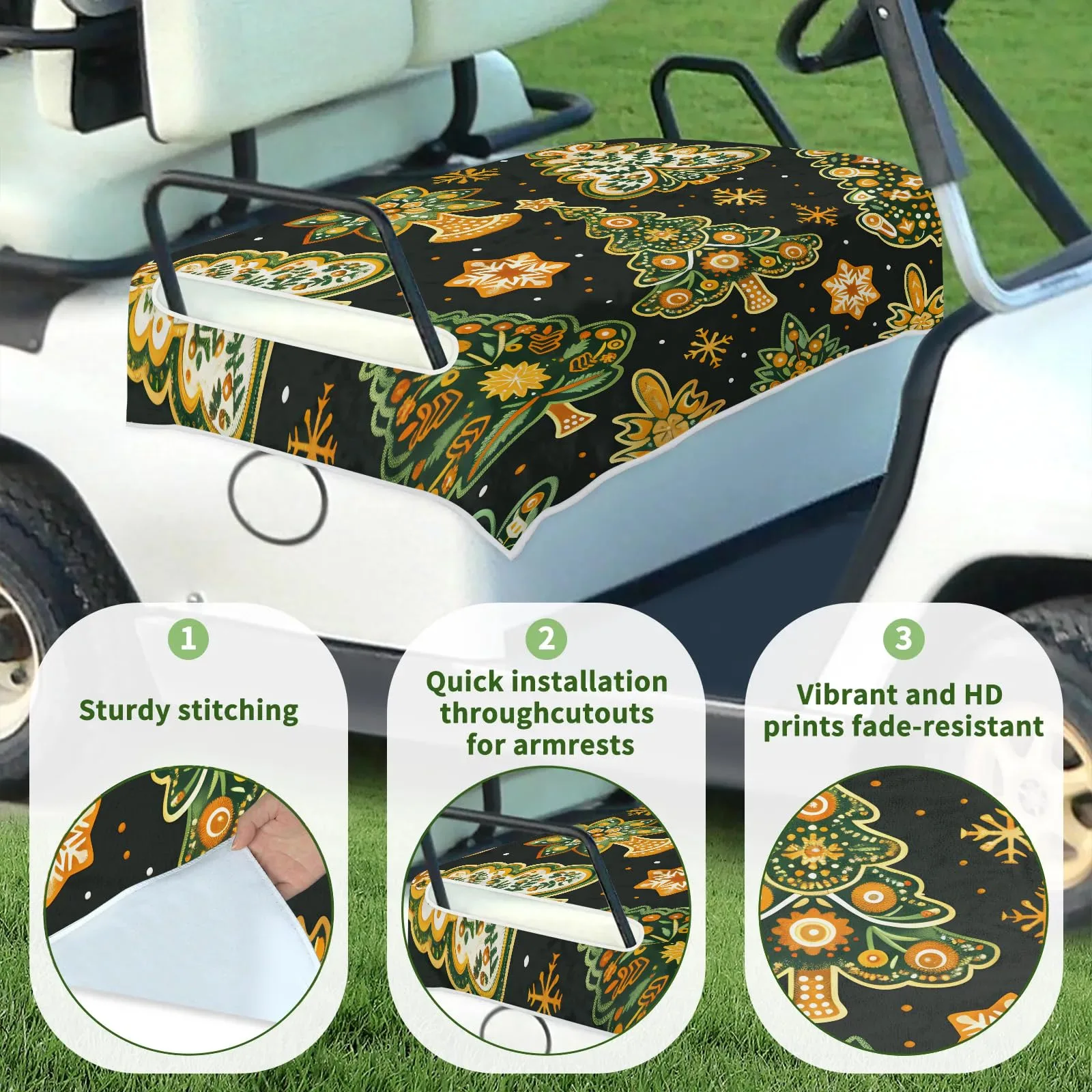 Tiveruda Christmas Golden Tree Golf Cart Seat Cover image 3