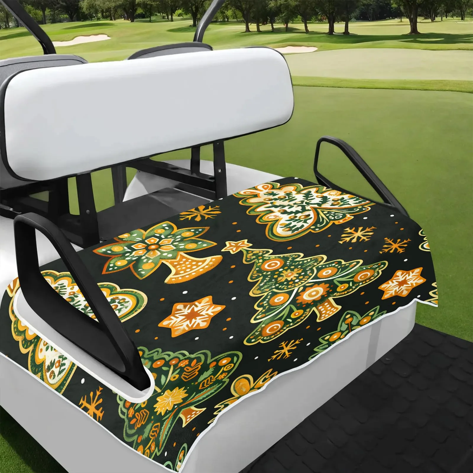 Tiveruda Christmas Golden Tree Golf Cart Seat Cover