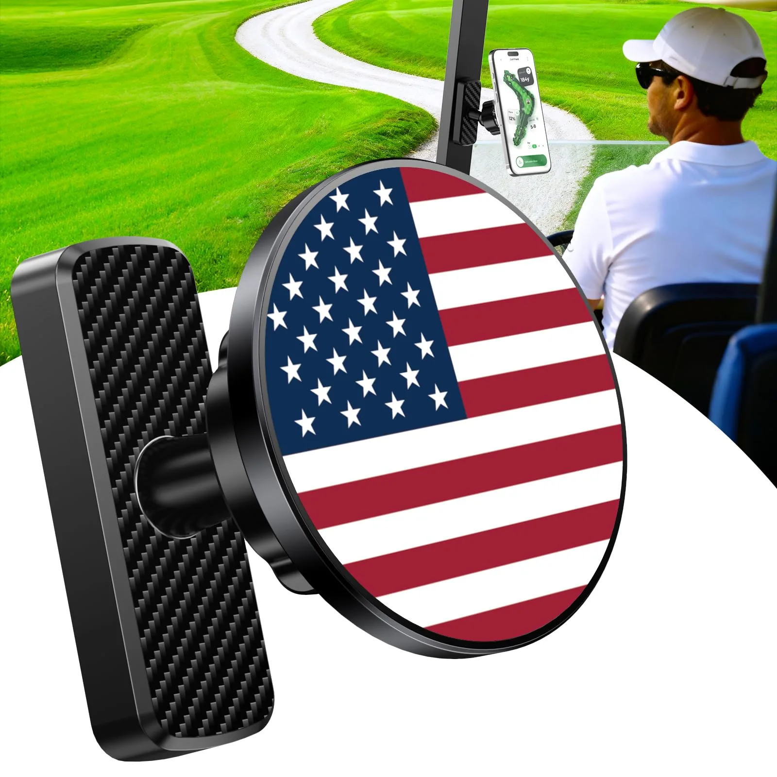 Magnetic Golf Cart Phone Holder with 360° Rotation
