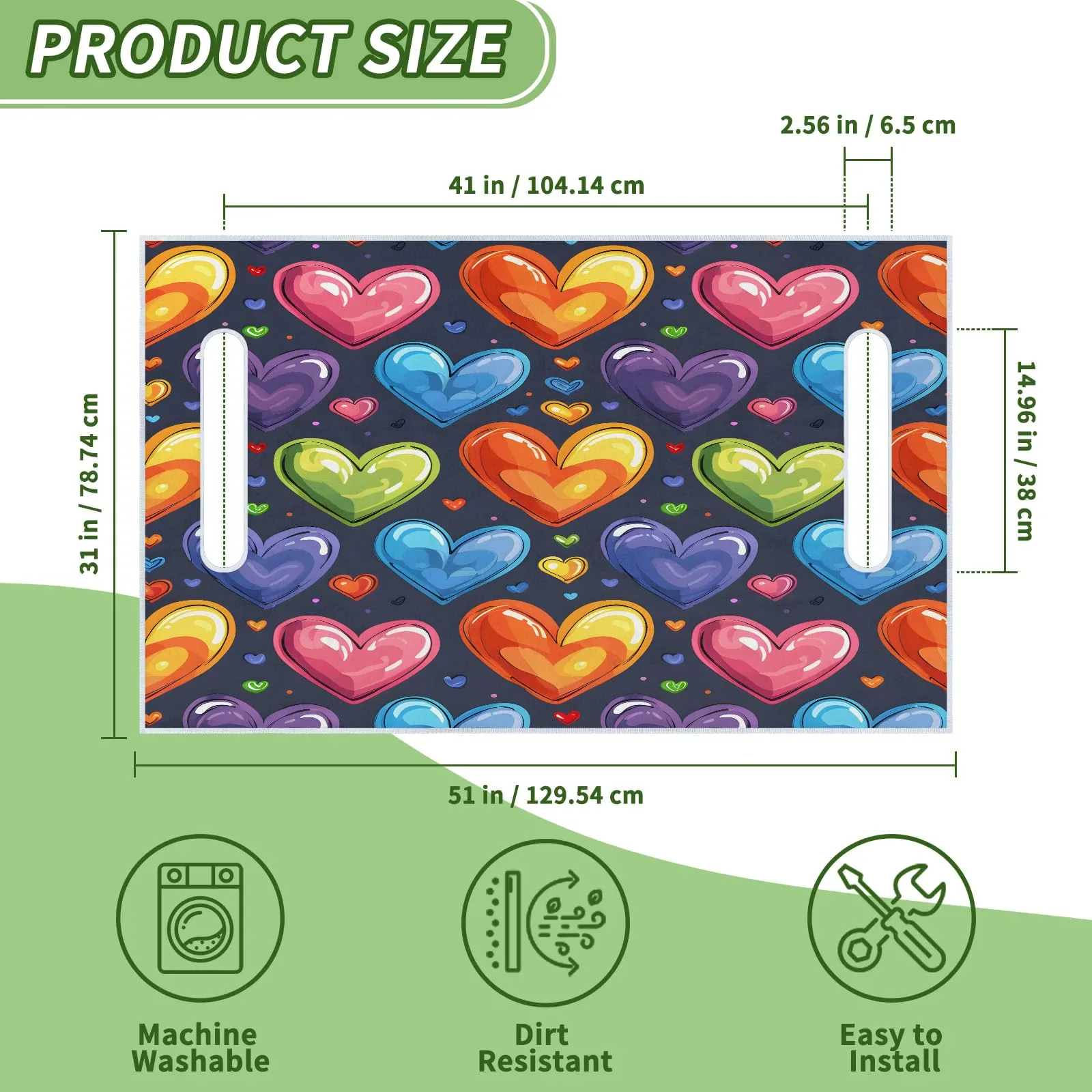 Tiveruda Colorful Heart Golf Cart Seat Cover, 51 x 31 in image 2