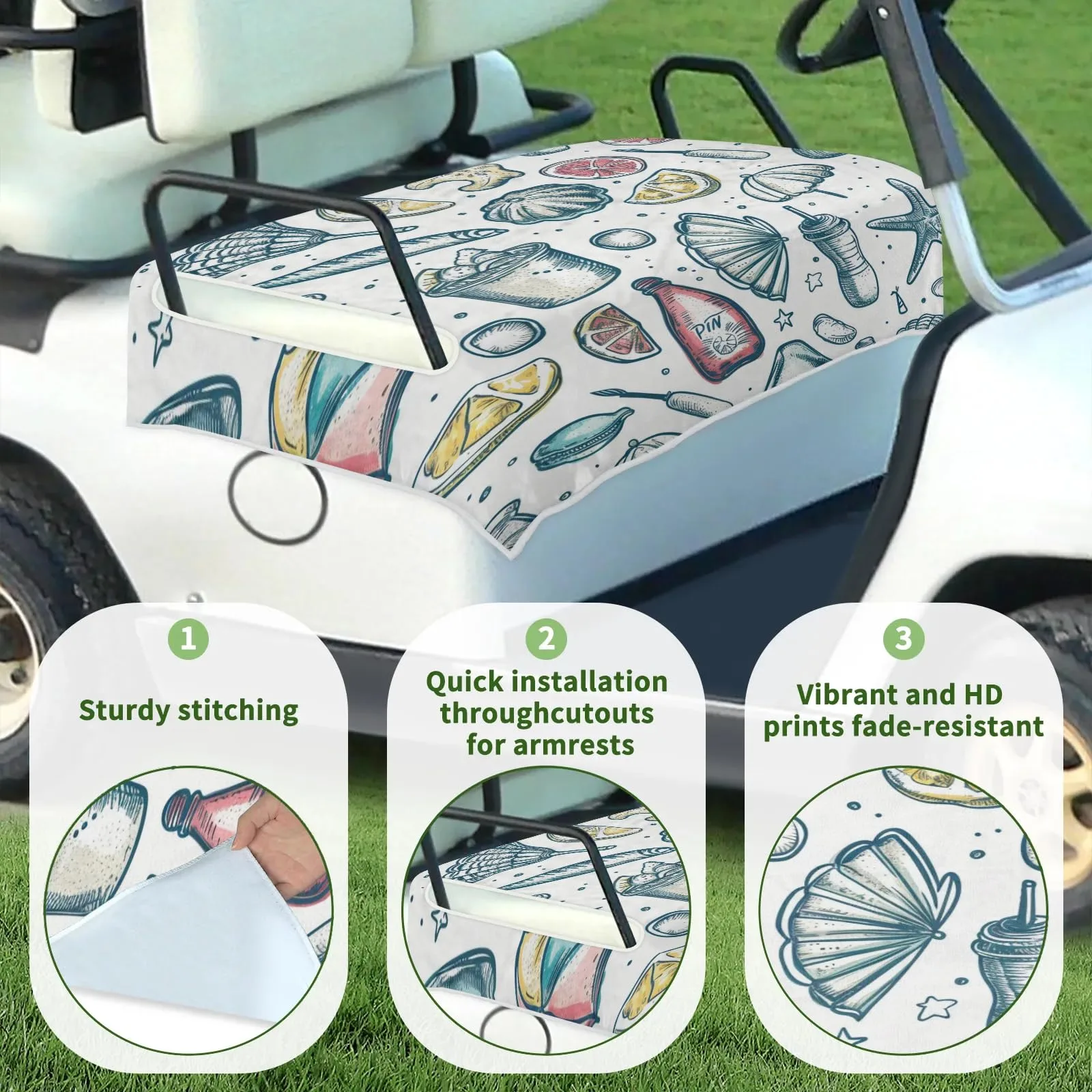 Tiveruda Golf Cart Seat Cover for Double Seats 51 x 31 in image 3