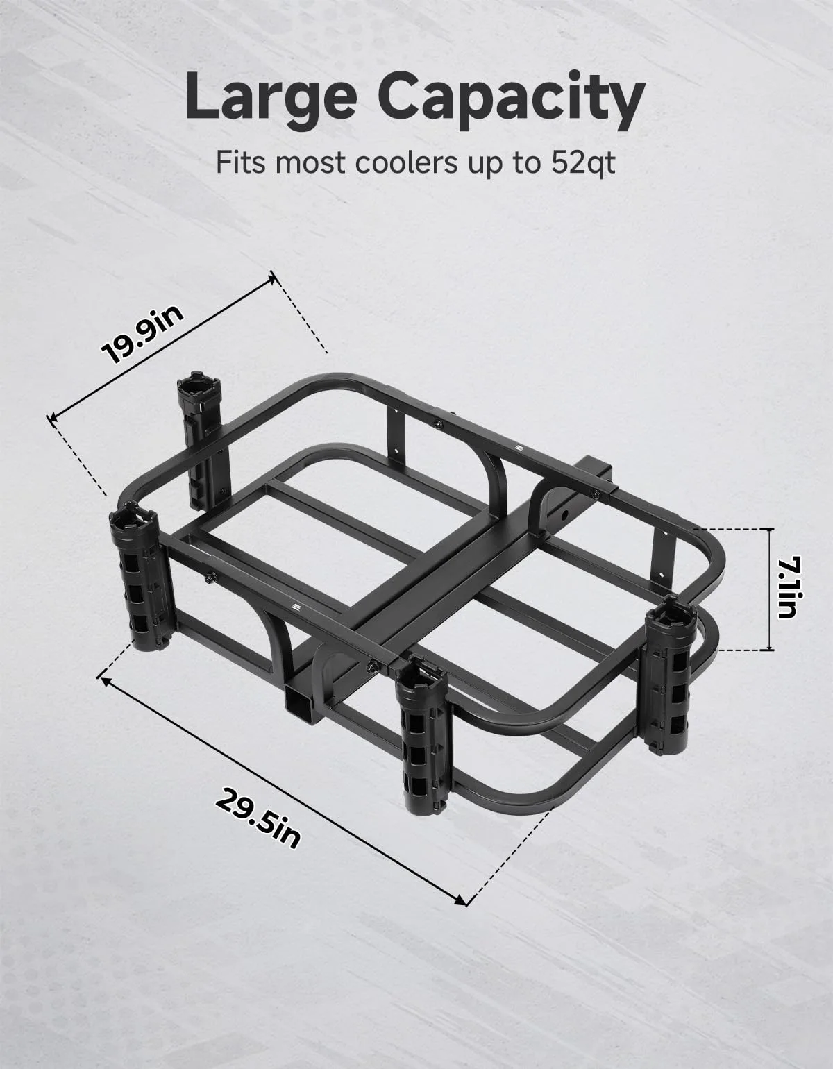 KEMIMOTO 2" Hitch Cooler Rack with Fishing Rod Holders (B1415-00005-BK-M) image 2