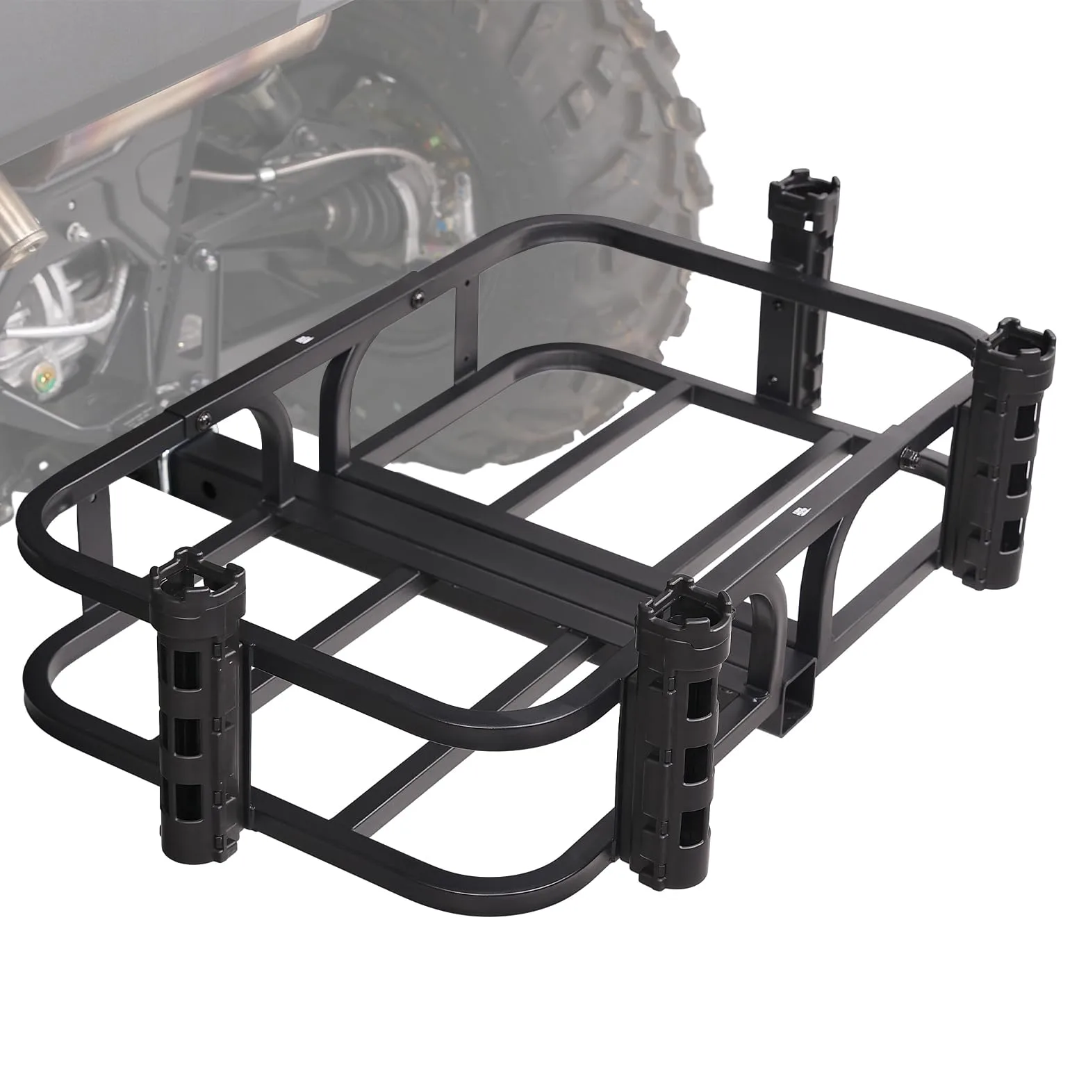 KEMIMOTO 2" Hitch Cooler Rack with Fishing Rod Holders (B1415-00005-BK-M)