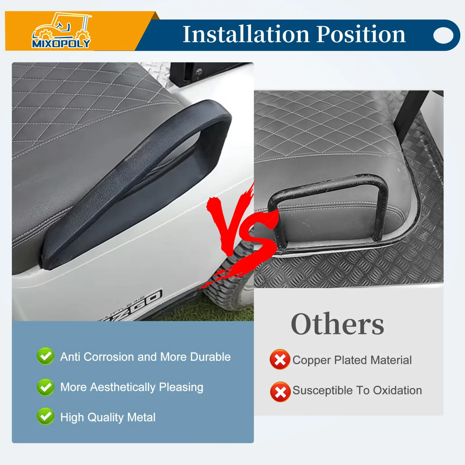 Mixopoly Arm Rest Hip Restraints for E-Z-GO TXT 1994+ image 4