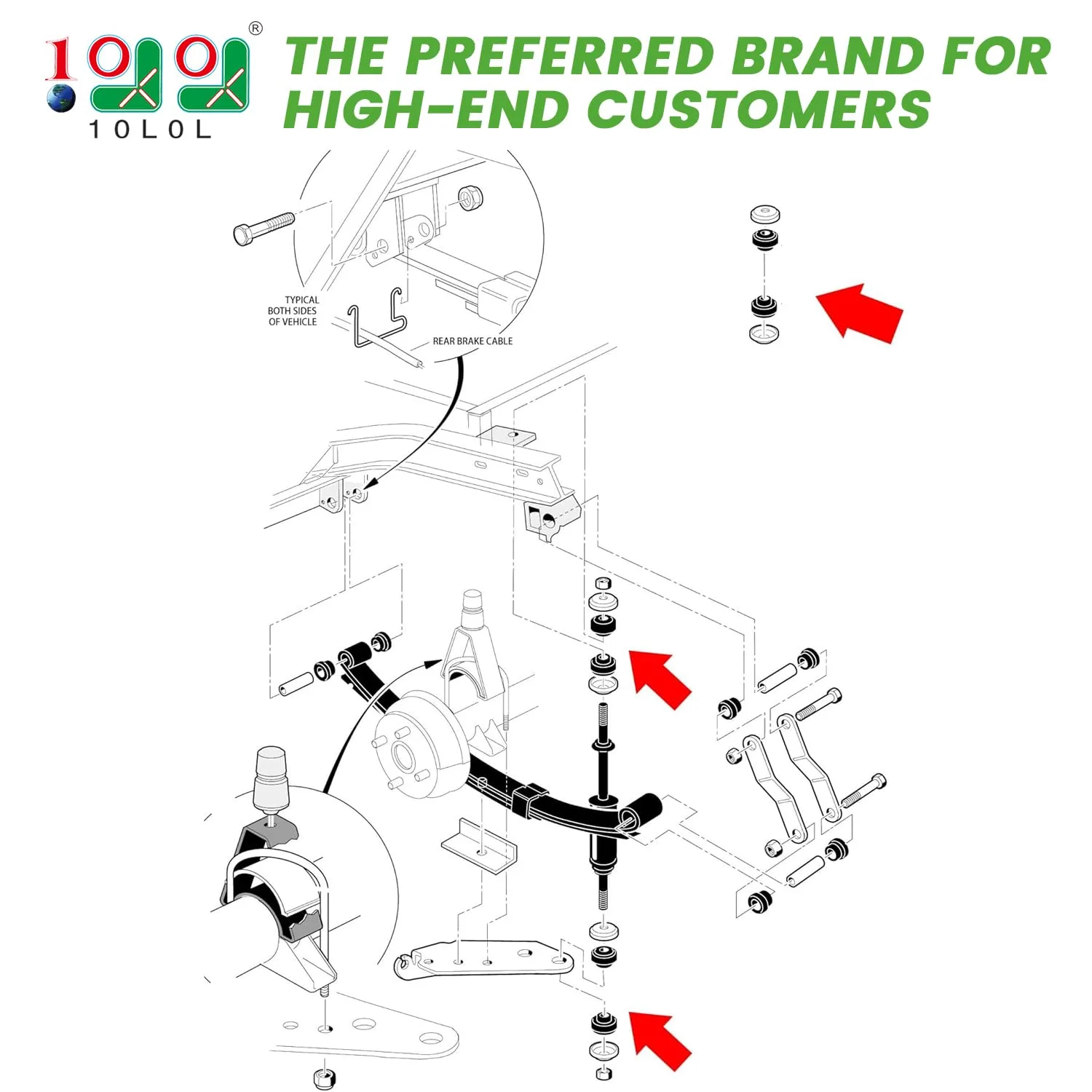10L0L Shock Bushing Kit for Club Car DS & Precedent image 2