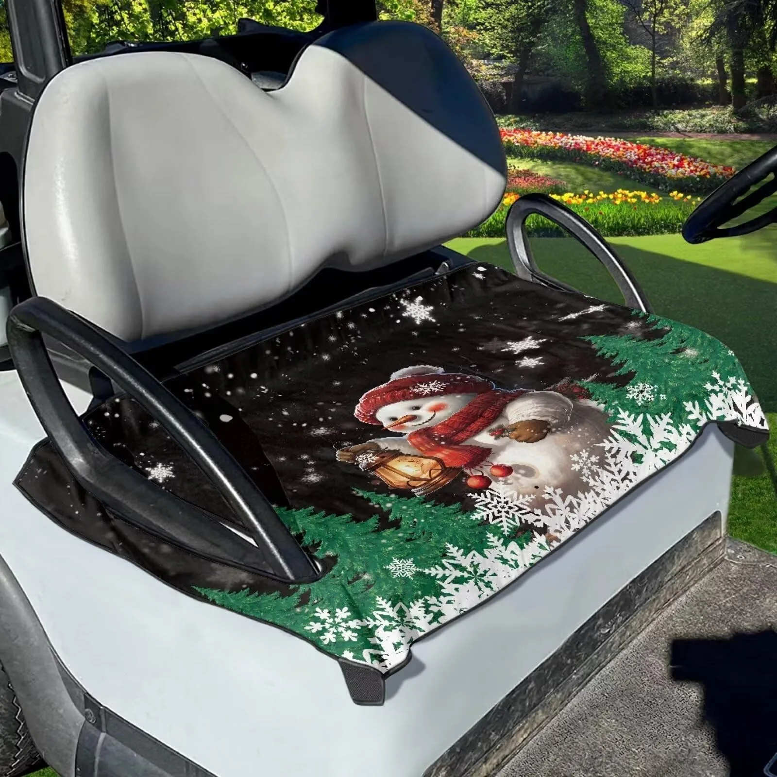 Whosucclay Golf Cart Seat Cover, Christmas Snowman