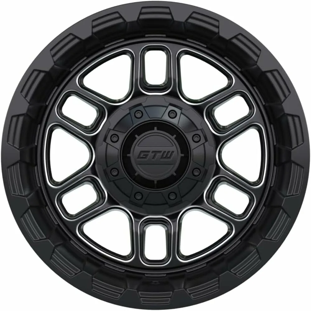 GTW Titan 12x7 Golf Cart Wheel Set, Matte Black/Machined image 4