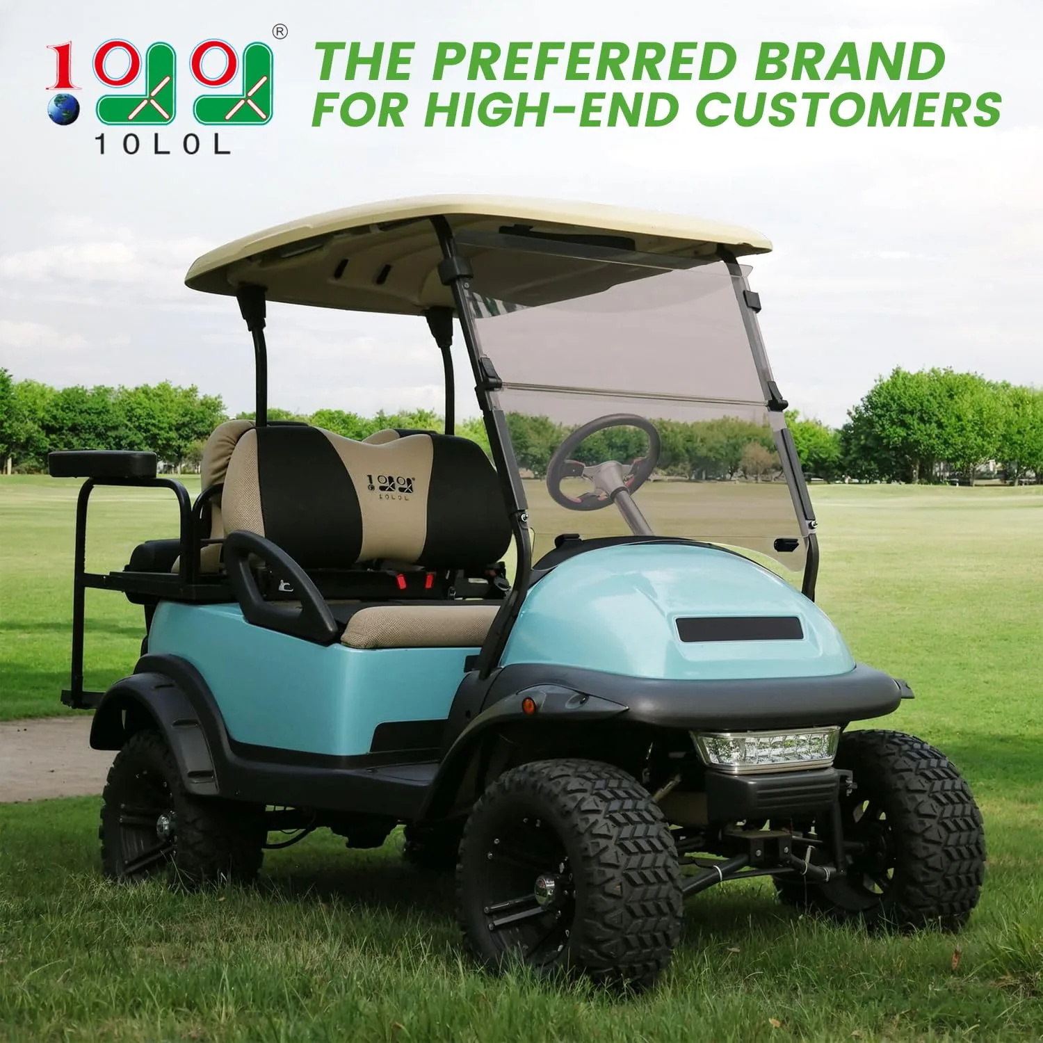 10L0L Tinted Foldable Windshield for Club Car Golf Carts image 2