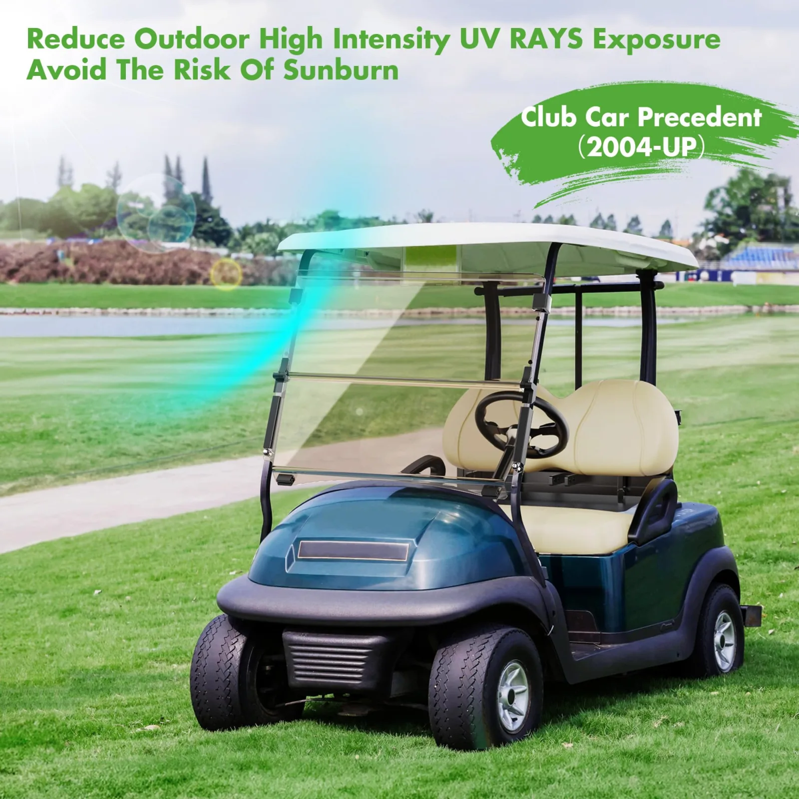 10L0L Tinted Foldable Windshield for Club Car Golf Carts image 4