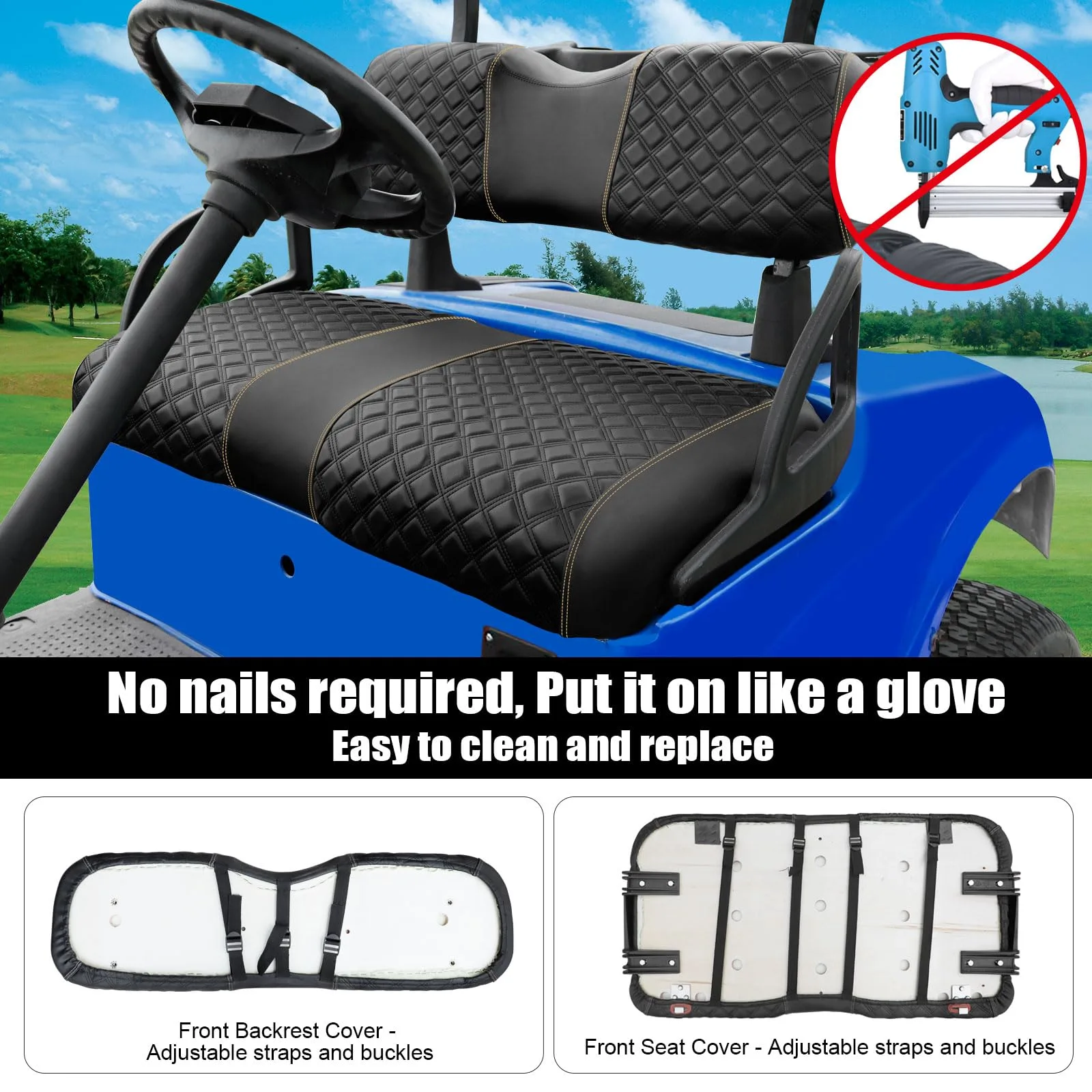 Roykaw Front Seat Cover for E-Z-GO RXV Golf Cart image 2