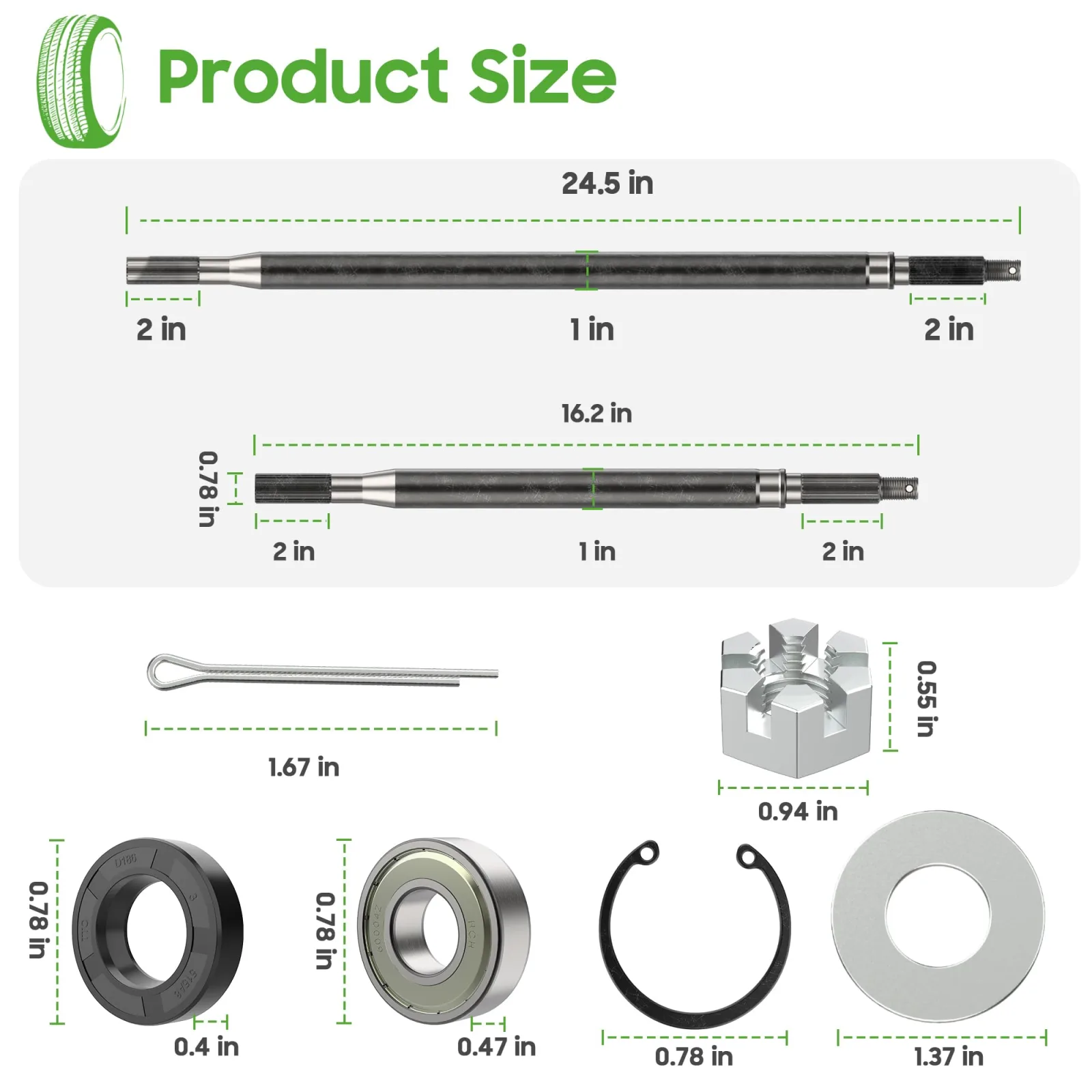 10L0L Rear Axle Shaft Kit for E-Z-GO RXV Electric image 4