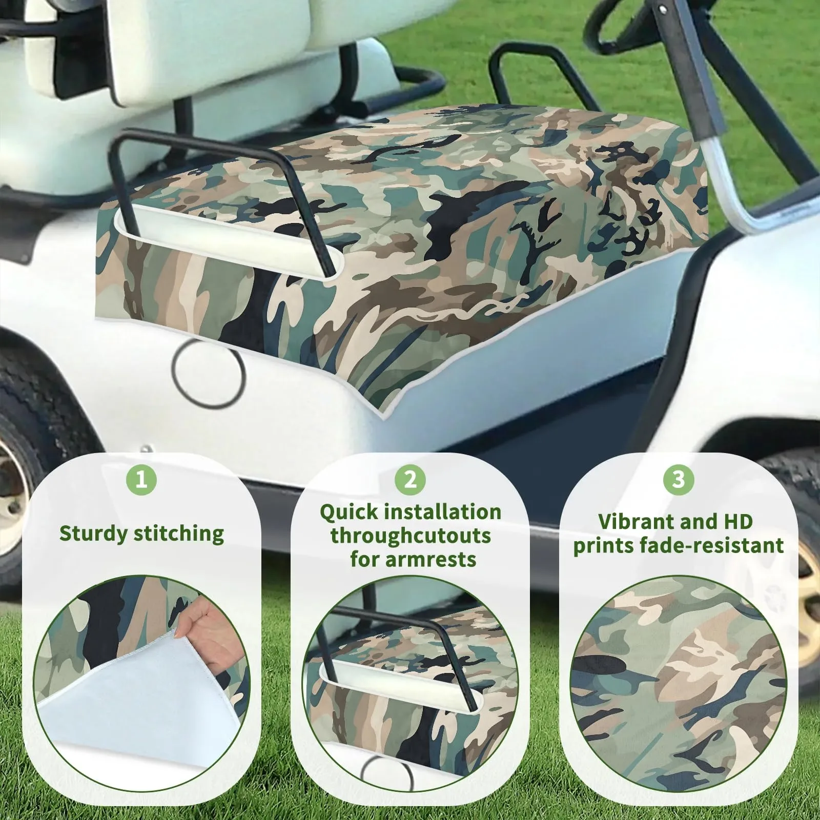 Tiveruda Golf Cart Seat Cover for Double Seats image 3