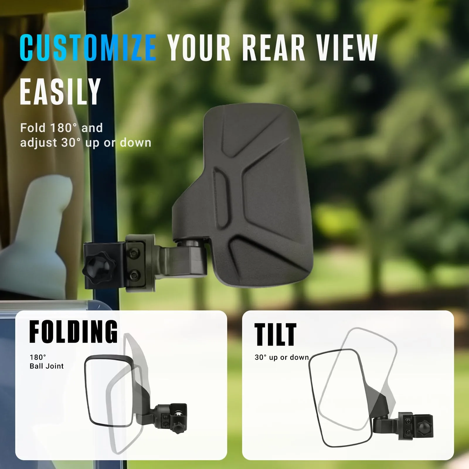 SSMFBF Golf Cart Side Mirrors for Club Car, E-Z-GO & Yamaha image 2