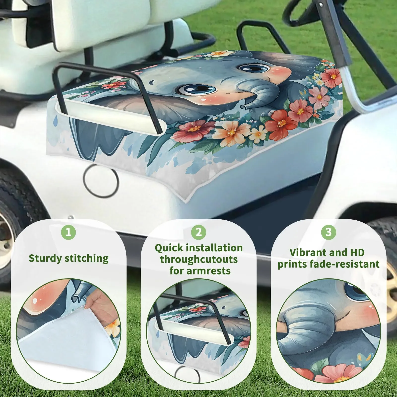 Tiveruda Golf Cart Seat Cover for Double Seats, 51 x 31 in image 3
