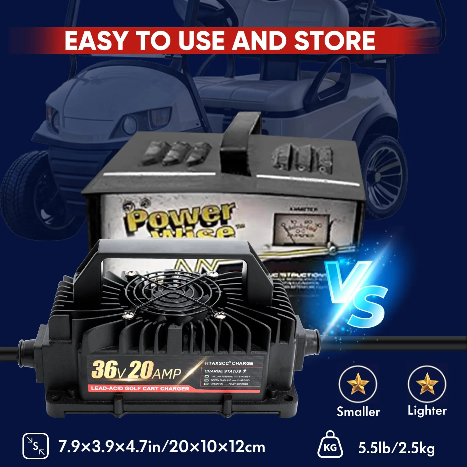 HTAXSCC 36V 20A Charger for E-Z-GO TXT Golf Carts image 2