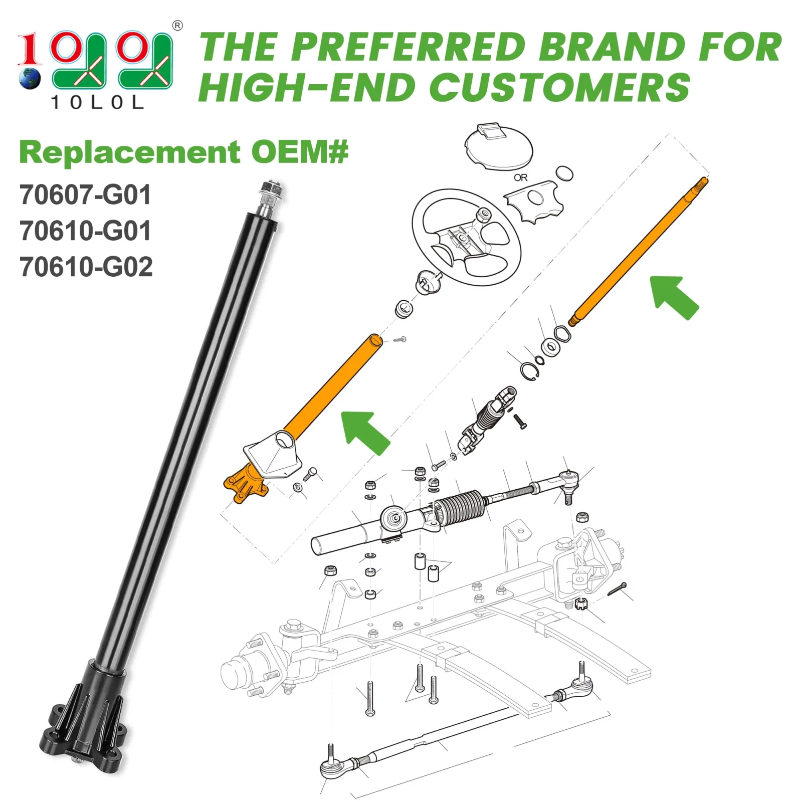 10L0L Steering Shaft & Column Kit for E-Z-GO TXT/PDS image 2