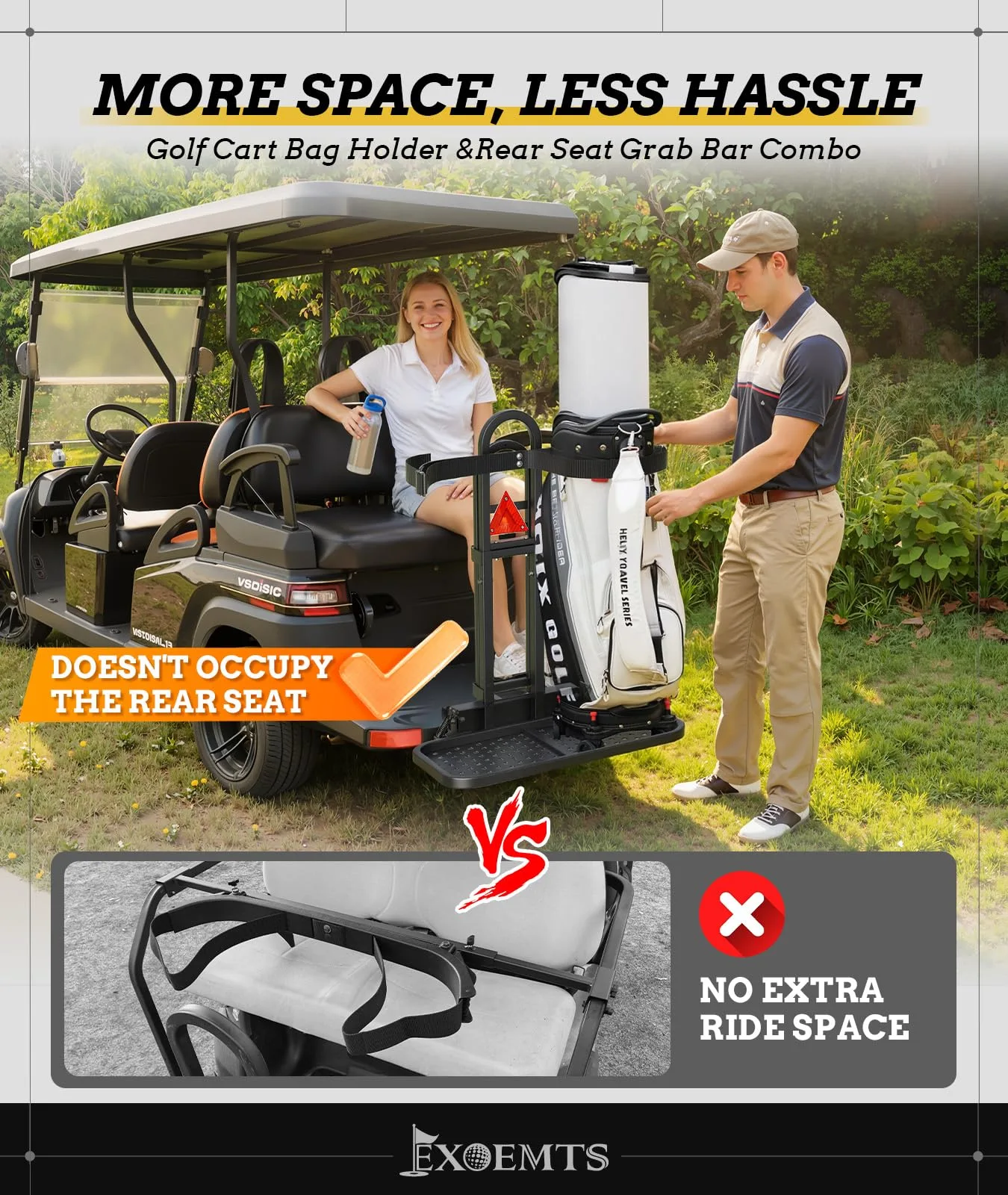 EXOEMTS Golf Cart Bag Holder and Grab Bar Combo image 2