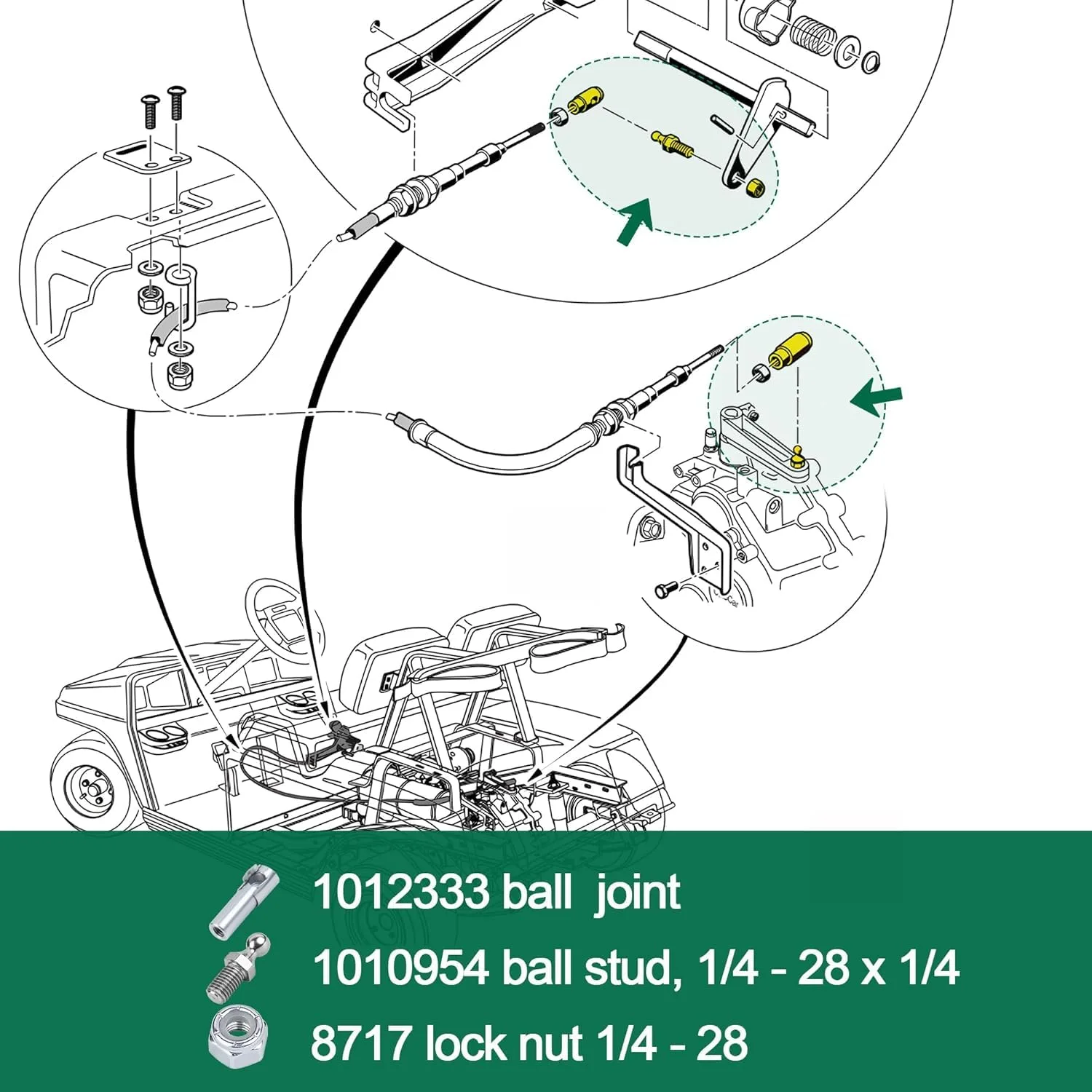 10L0L Cable End and Ball Stud Kit for Club Car Gas Carts image 4