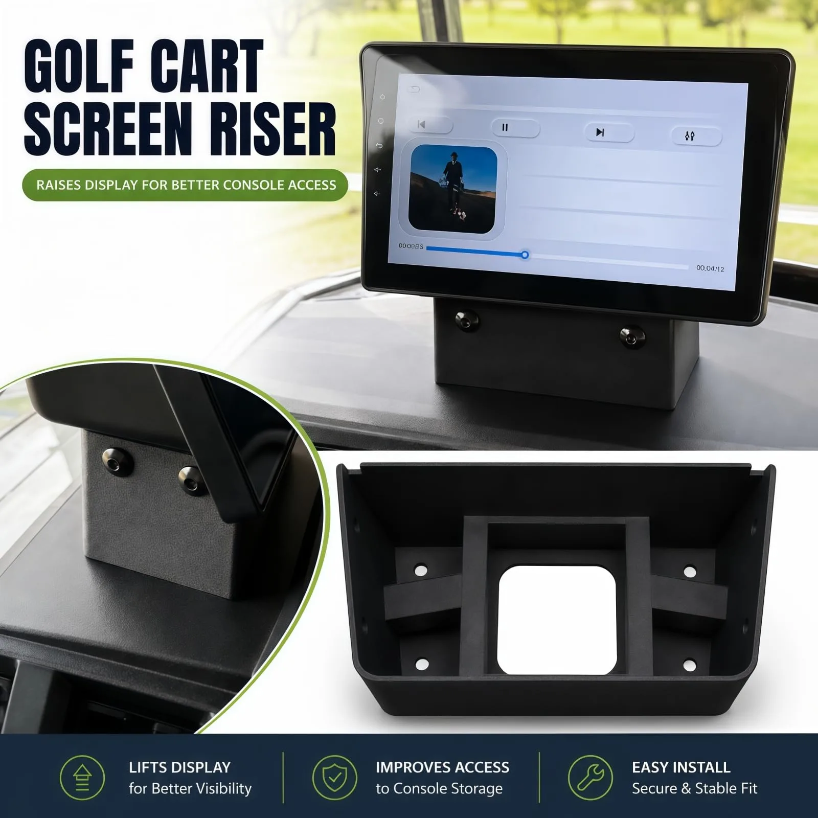 Generic Screen Riser Mount for Denago Rover Golf Cart image 2