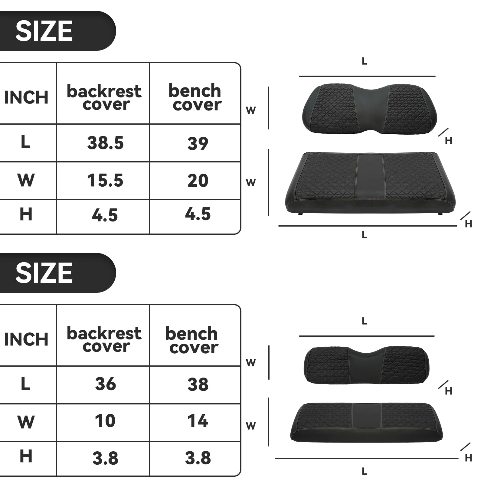 XUANYUDG0769 Golf Cart Front and Rear Seat Covers image 3