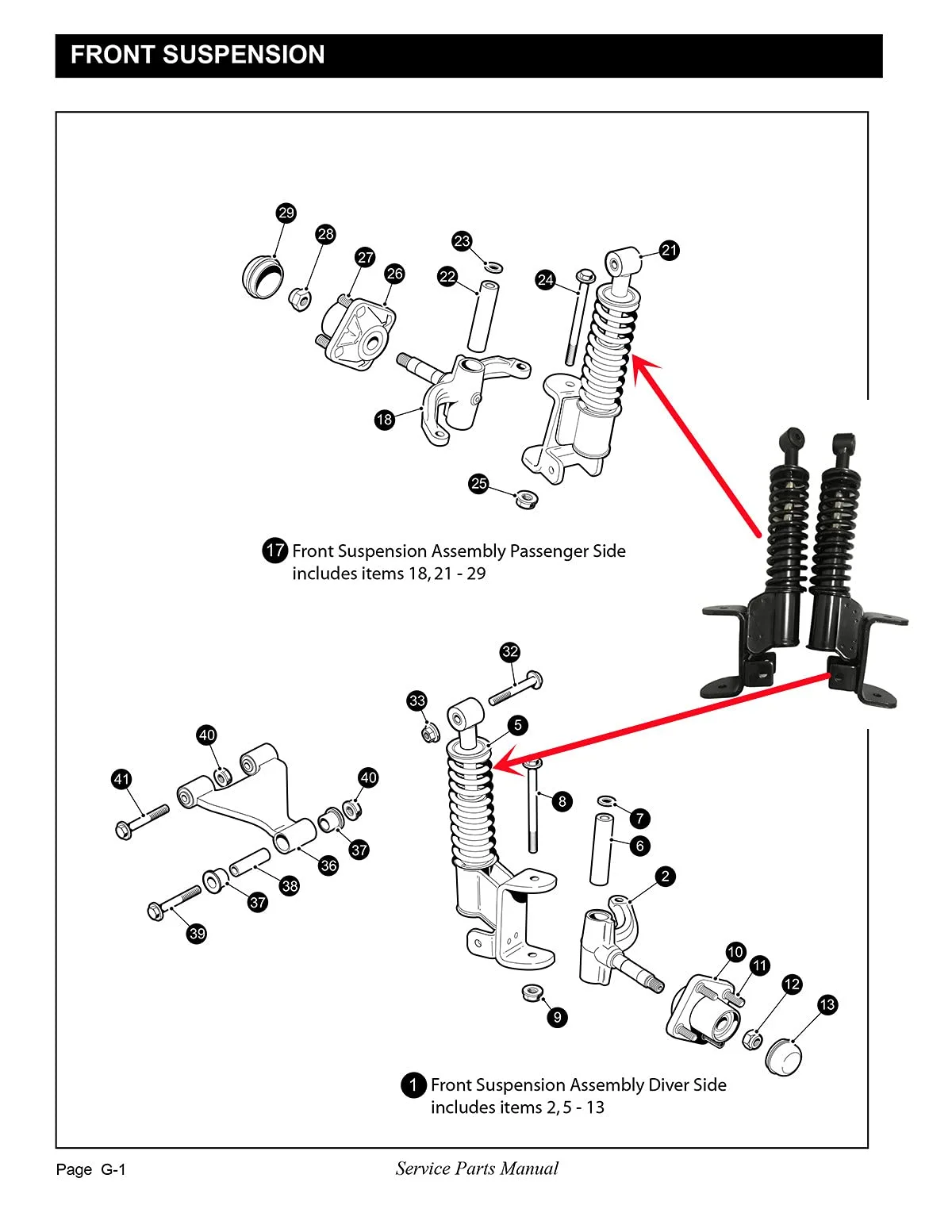 Dr.Acces Front Shock Strut Pair for E-Z-GO RXV image 4