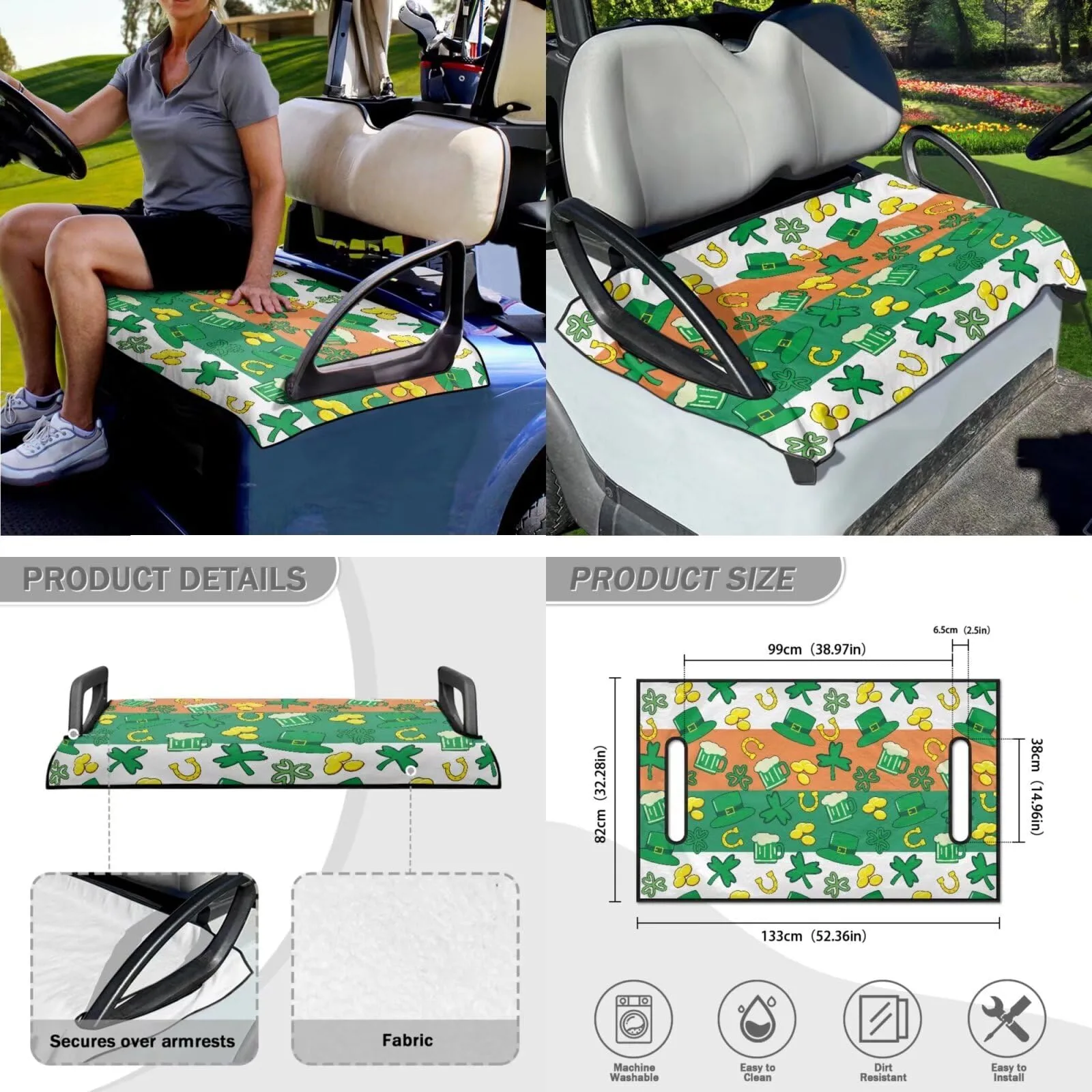 INSTANTARTS St. Patrick's Day Golf Cart Seat Cover Set image 4