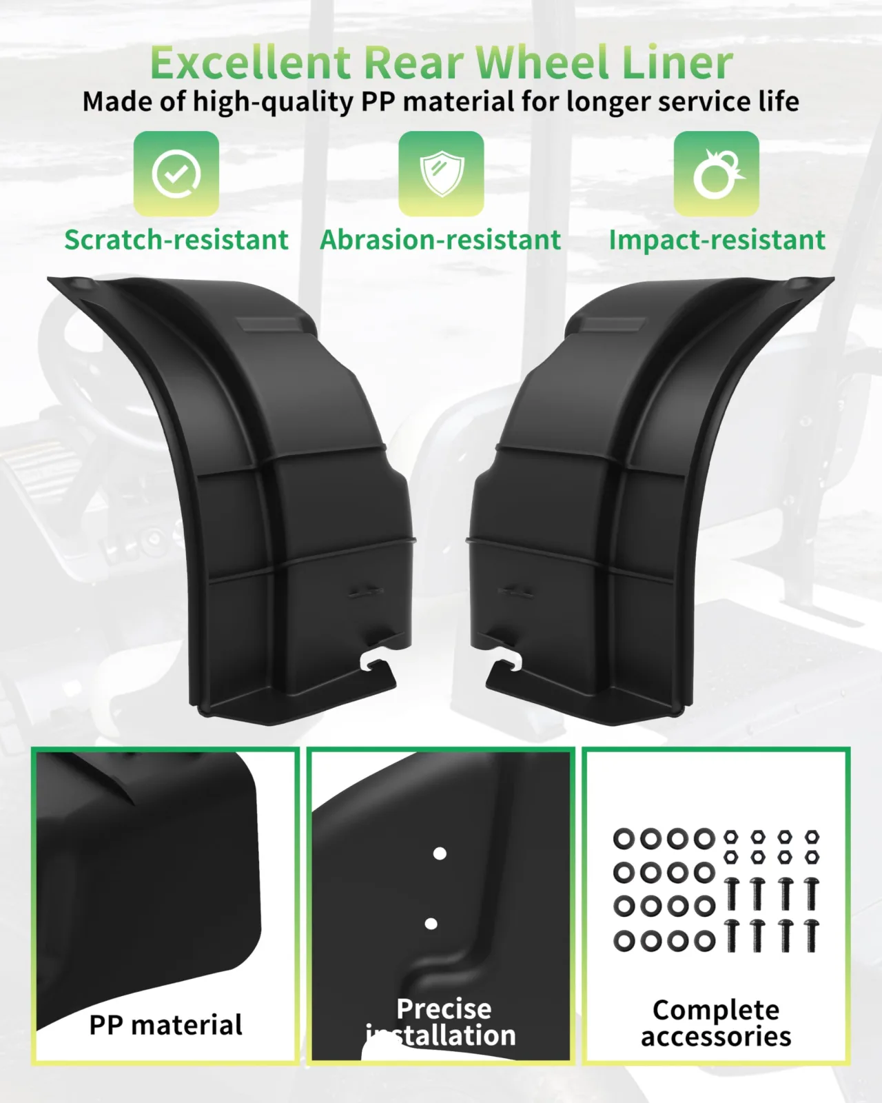 KEWISAUTO Rear Wheel Well Liners for E-Z-GO RXV image 2
