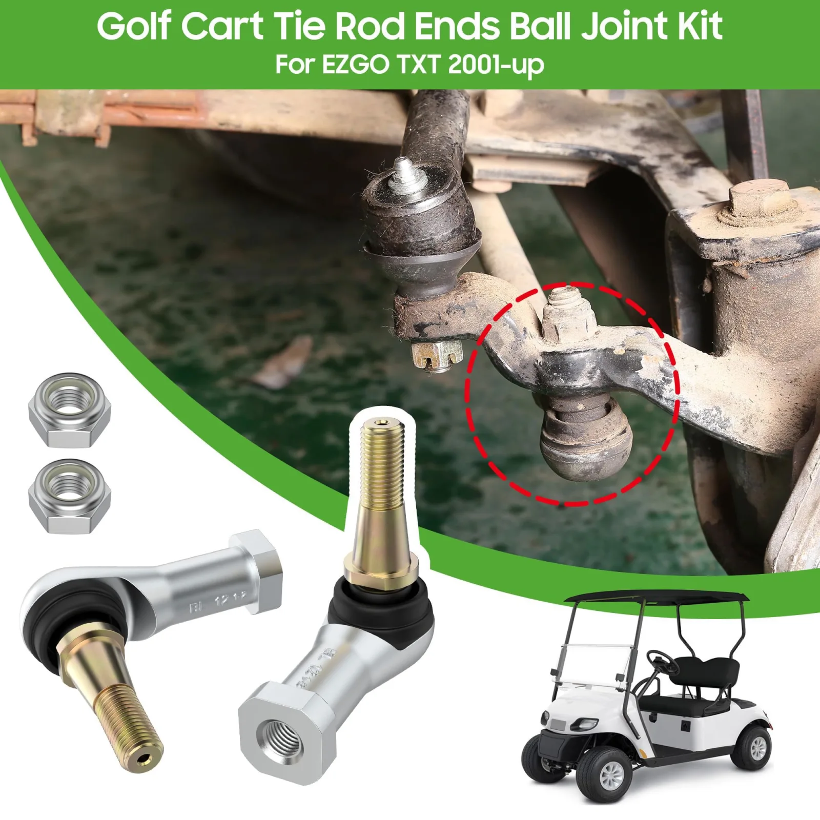 10L0L Ball Joint Tie Rod End Kit for E-Z-GO TXT image 2