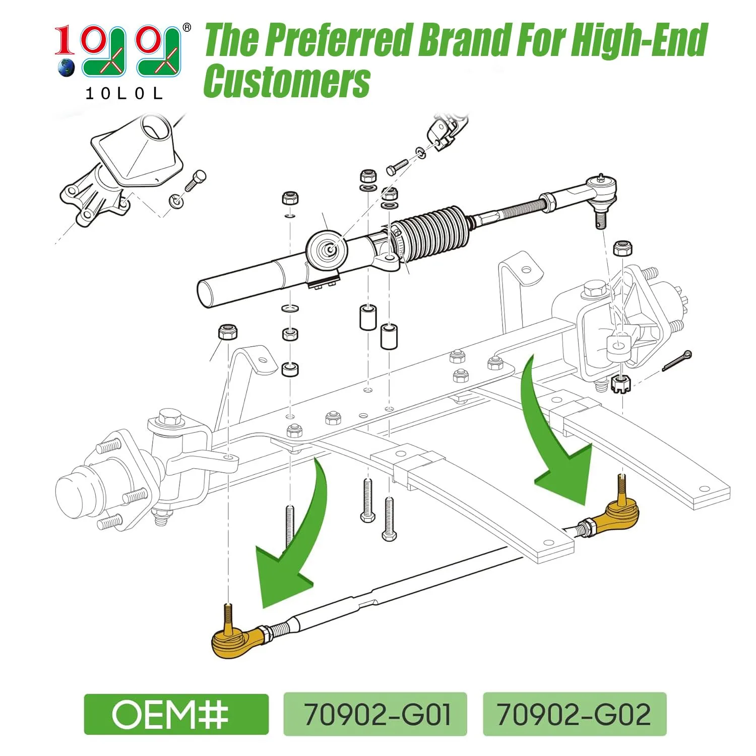 10L0L Ball Joint Tie Rod End Kit for E-Z-GO TXT image 3