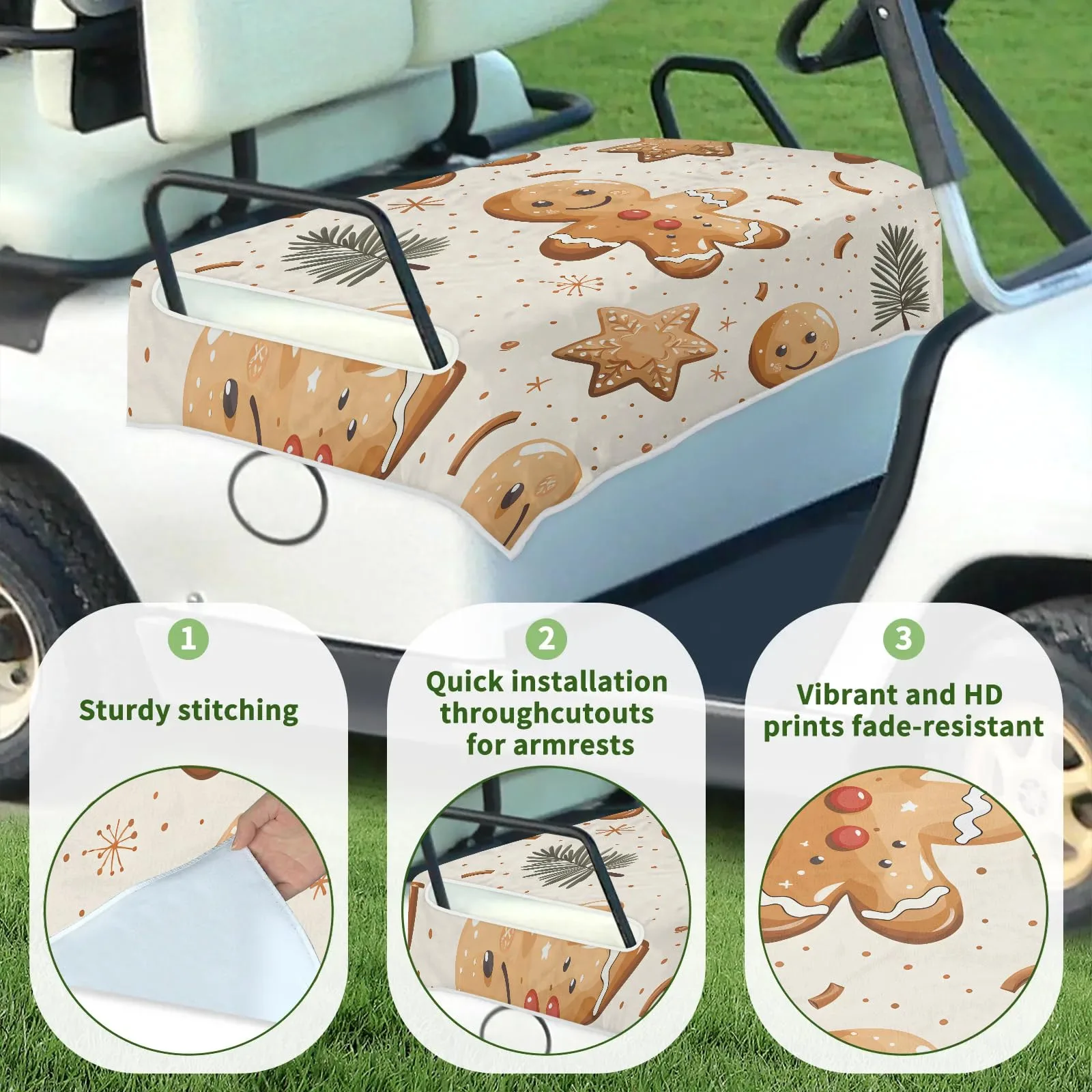 Tiveruda Gingerbread Pine Golf Cart Seat Cover image 3