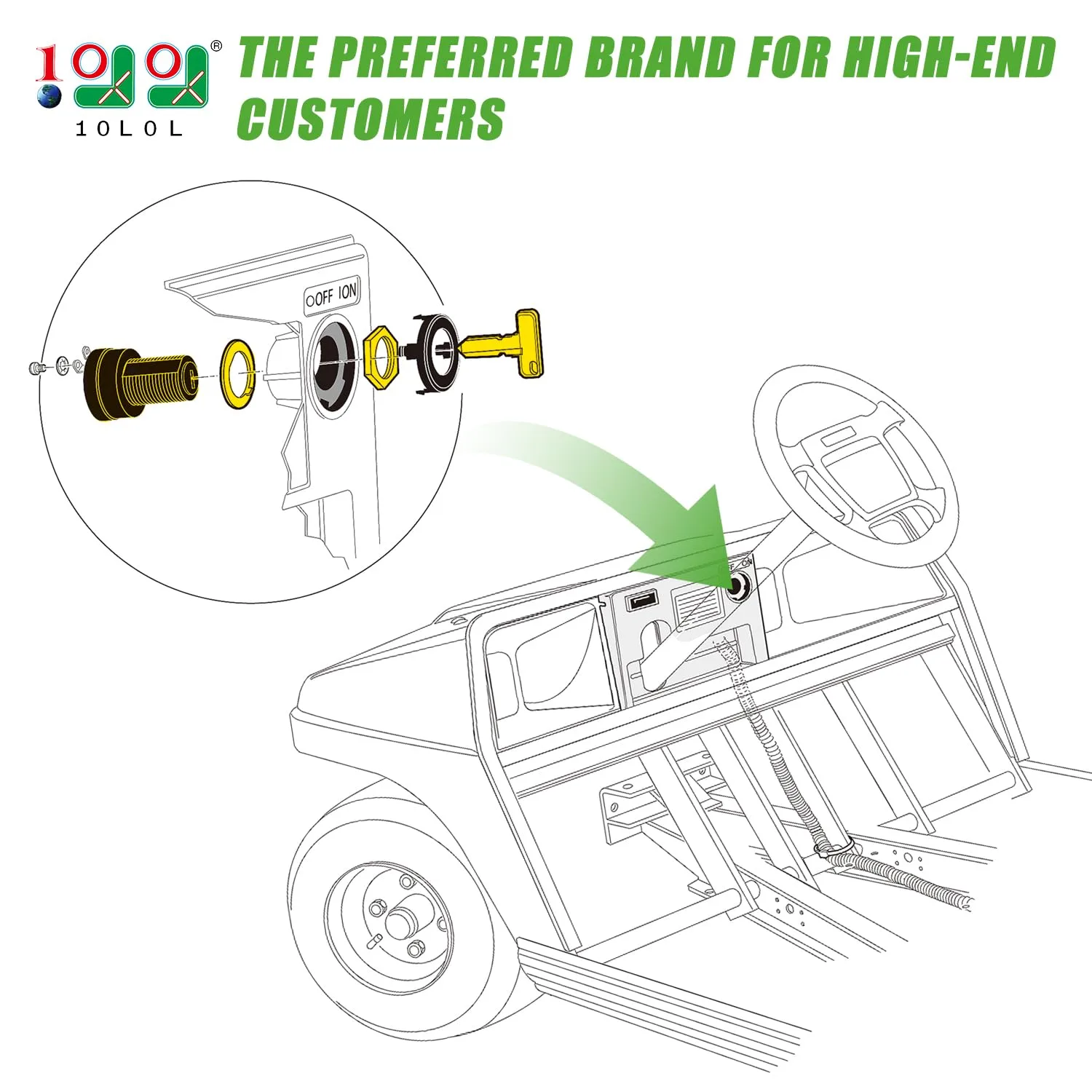 10L0L Ignition Key Switch for Club Car DS 1996-Up image 2