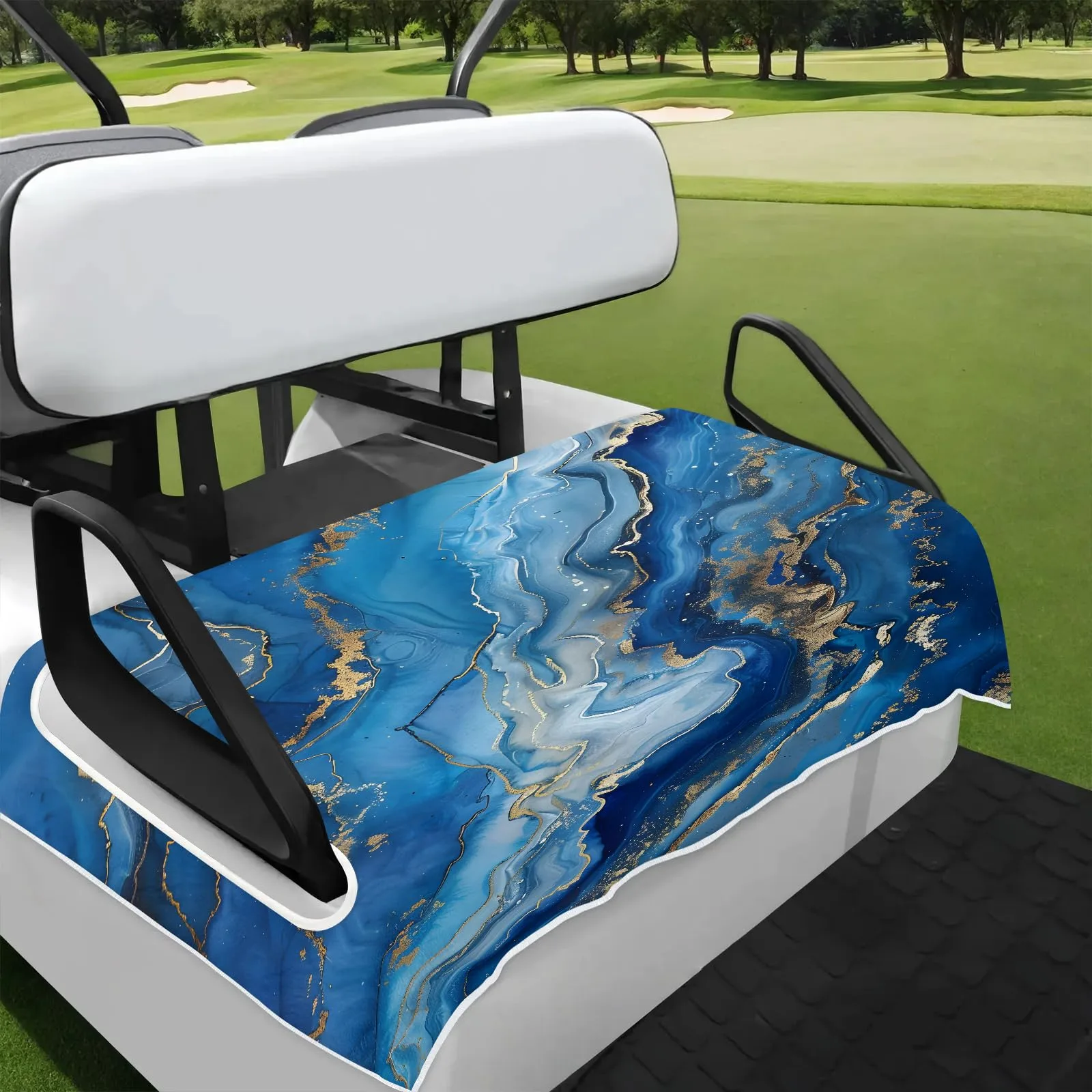 Tiveruda Blue Marble Golf Cart Seat Cover, 51 x 31 in