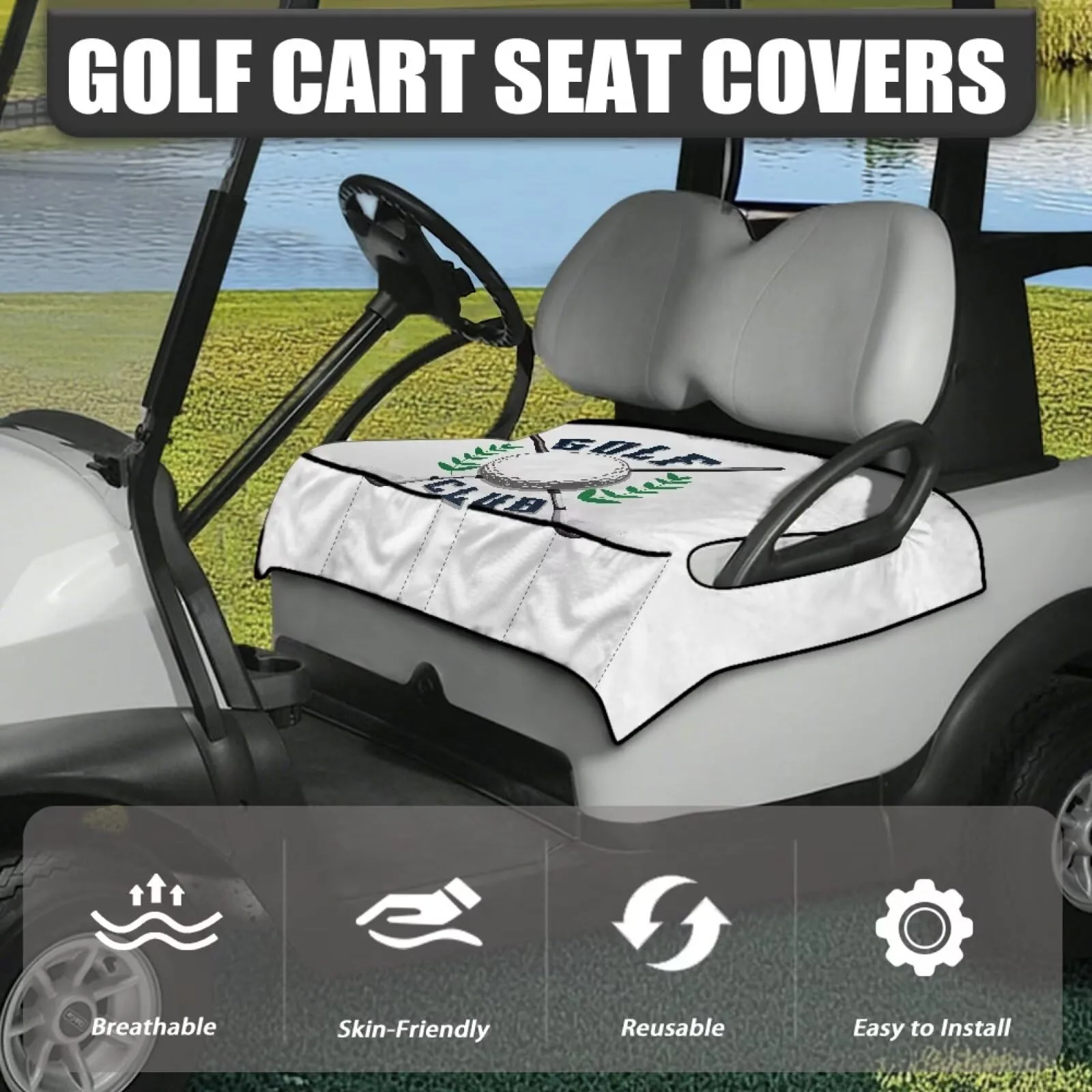 Knextrepoy Golf Cart Seat Cover with 4 Pockets image 2