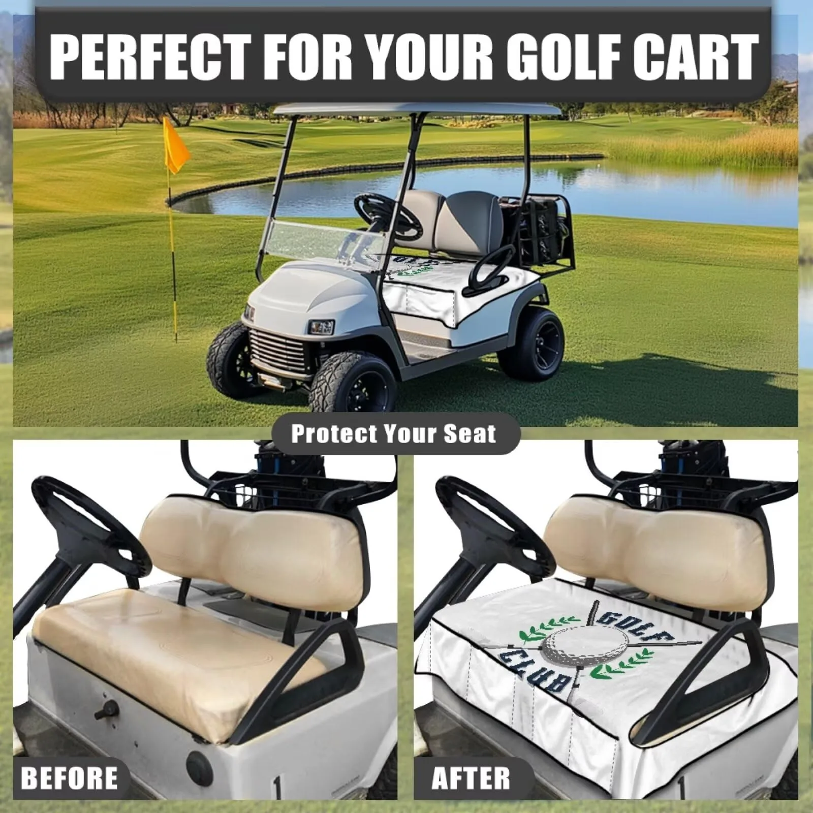 Knextrepoy Golf Cart Seat Cover with 4 Pockets image 3