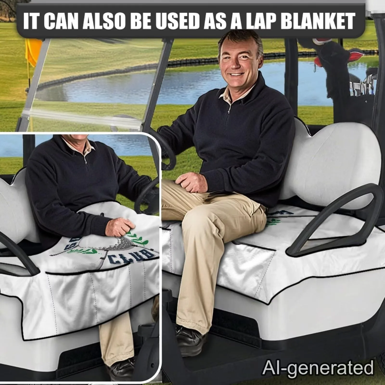 Knextrepoy Golf Cart Seat Cover with 4 Pockets image 4