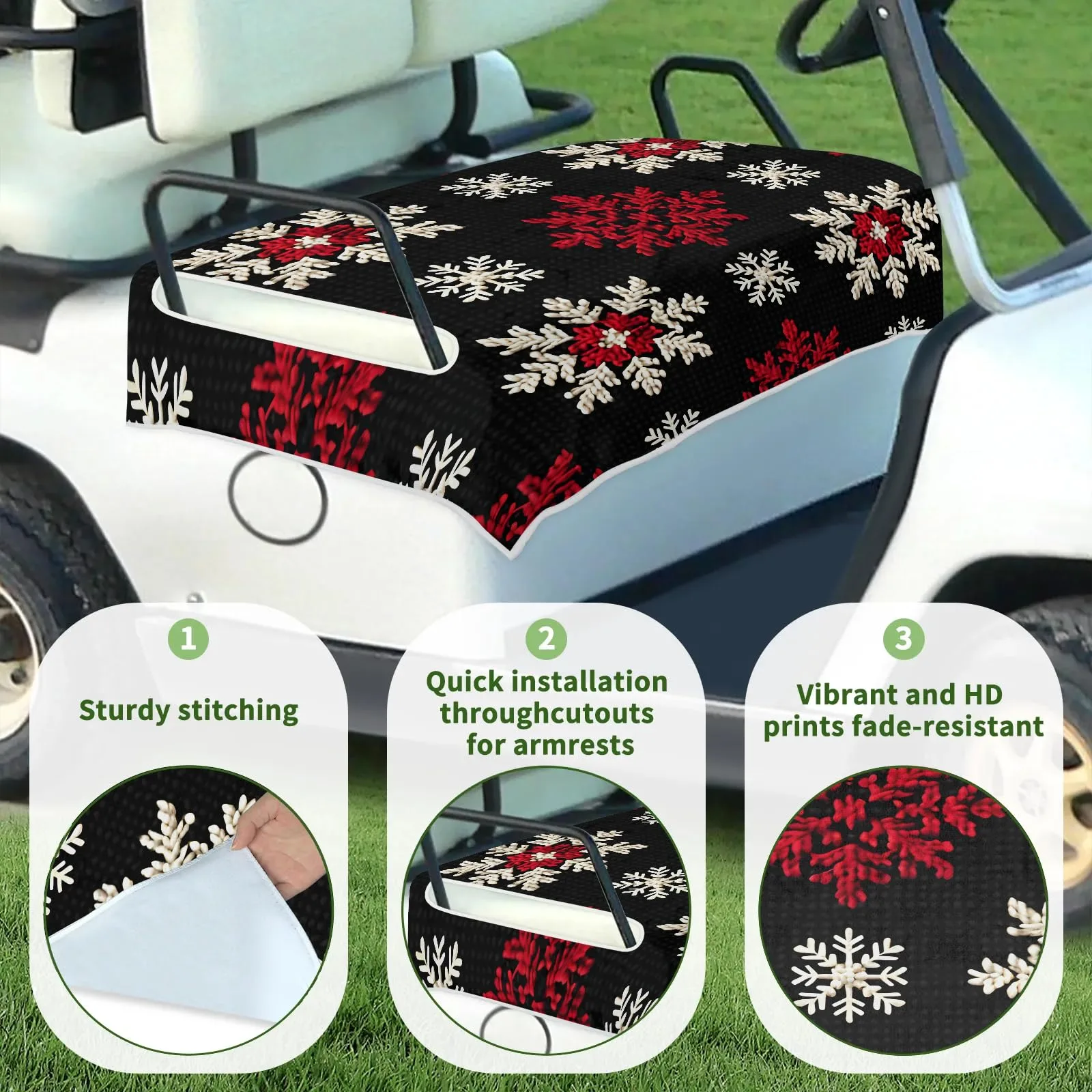 Tiveruda Golf Cart Seat Cover for Double Seats image 3