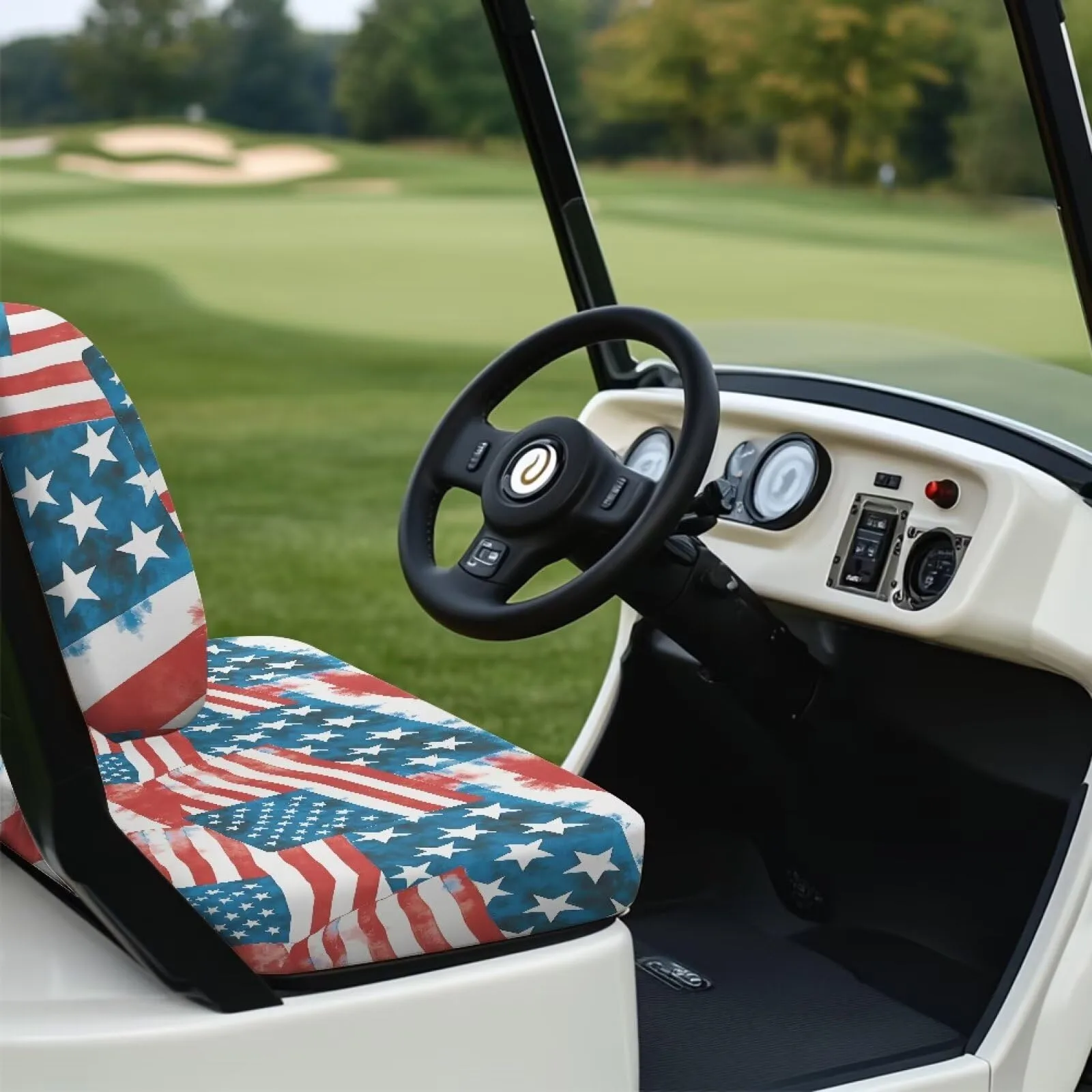 Rarucativ American Flag Golf Cart Seat Covers image 4