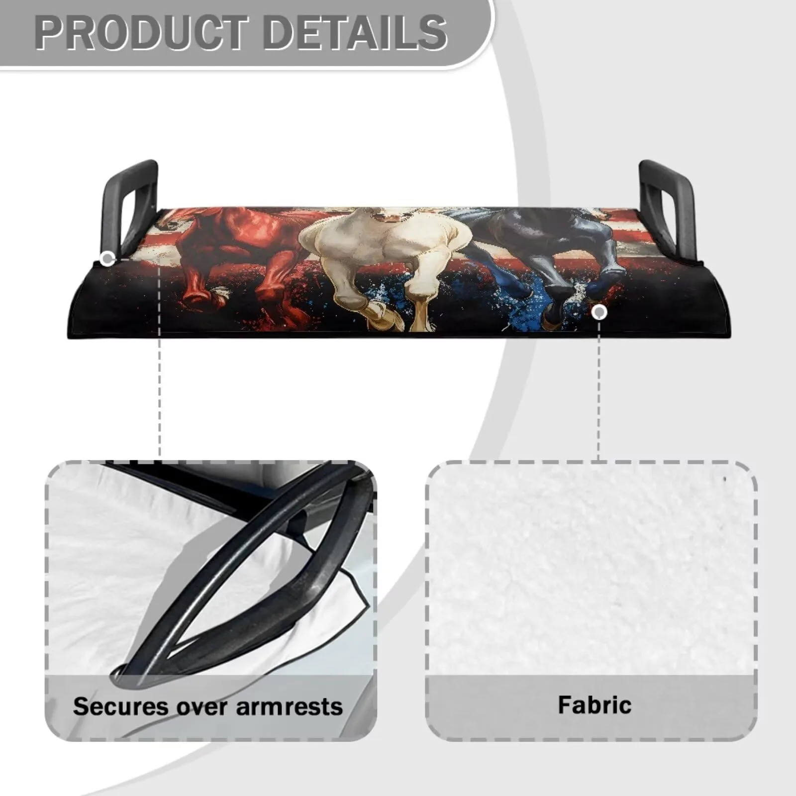 Knextrepoy Golf Cart Seat Cover, American Flag Horses image 4