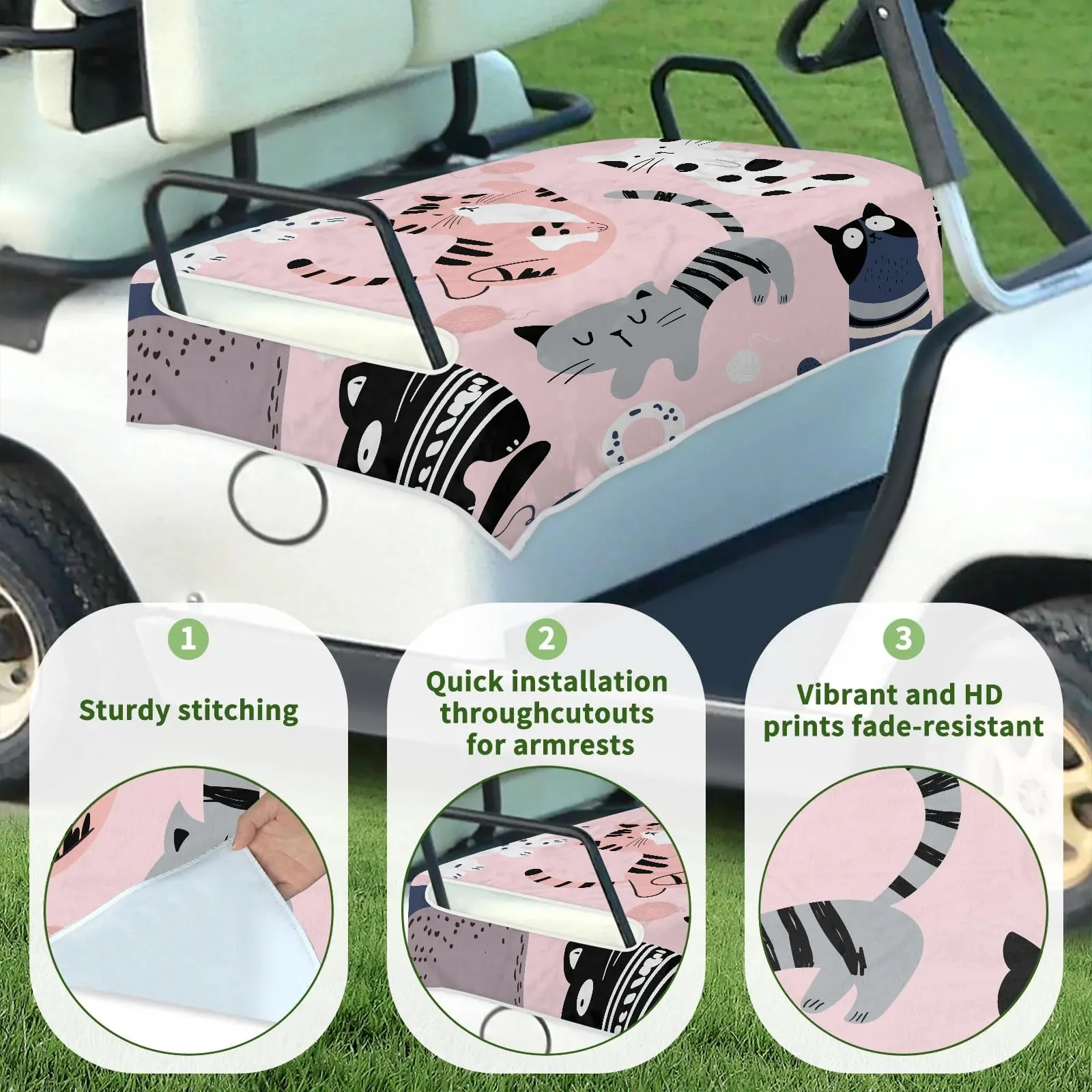 Tiveruda Golf Cart Seat Cover for Double Seats 51 x 31 in image 3