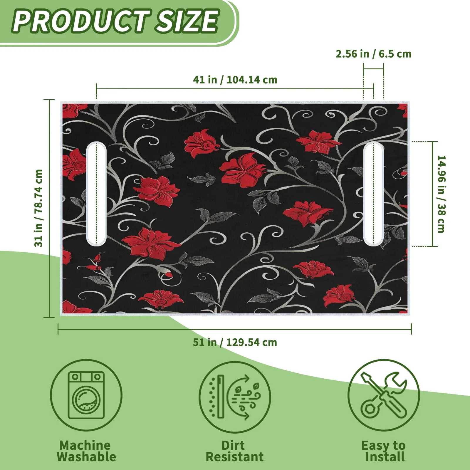 Tiveruda Retro Flower Golf Cart Seat Cover, 51 x 31 in image 2