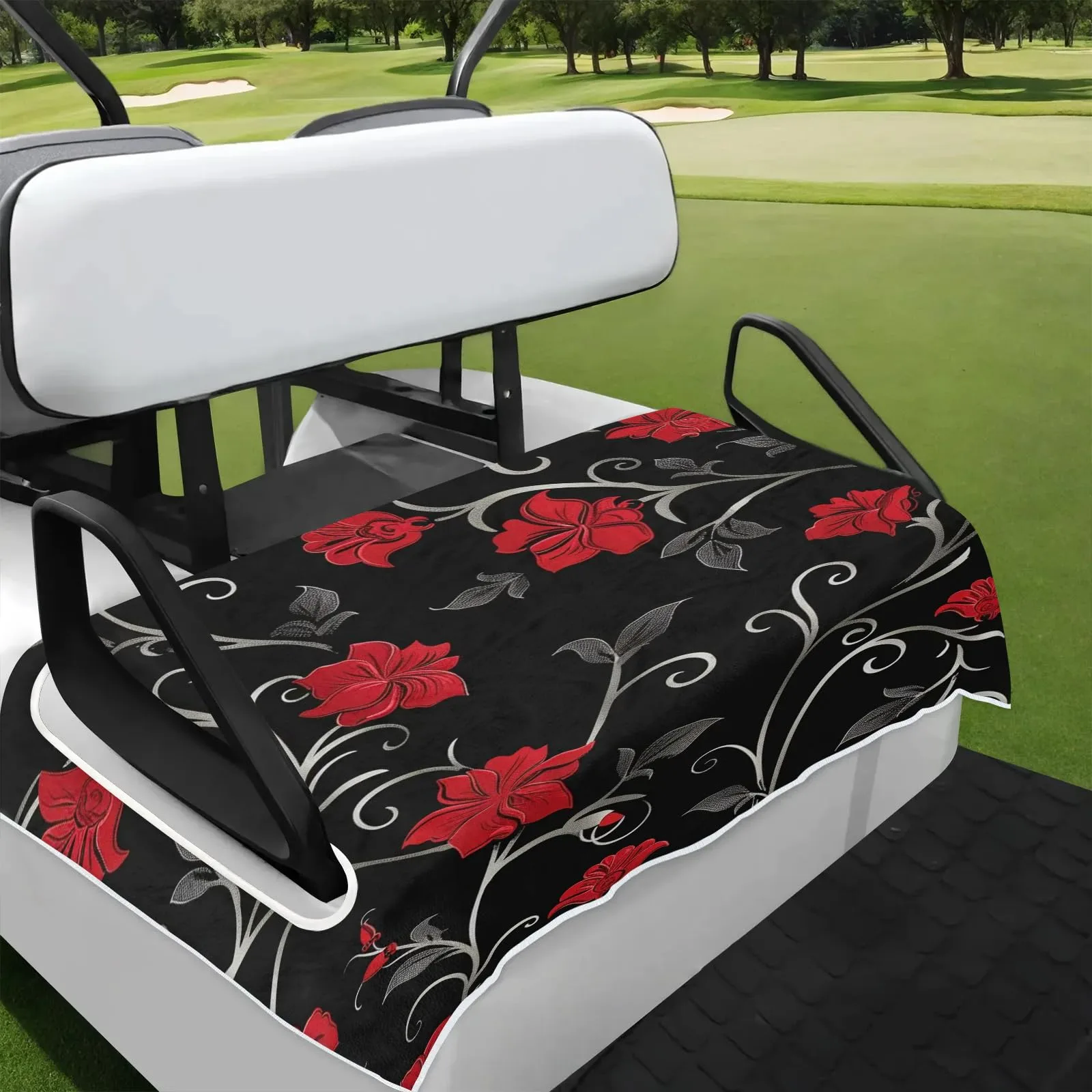 Tiveruda Retro Flower Golf Cart Seat Cover, 51 x 31 in