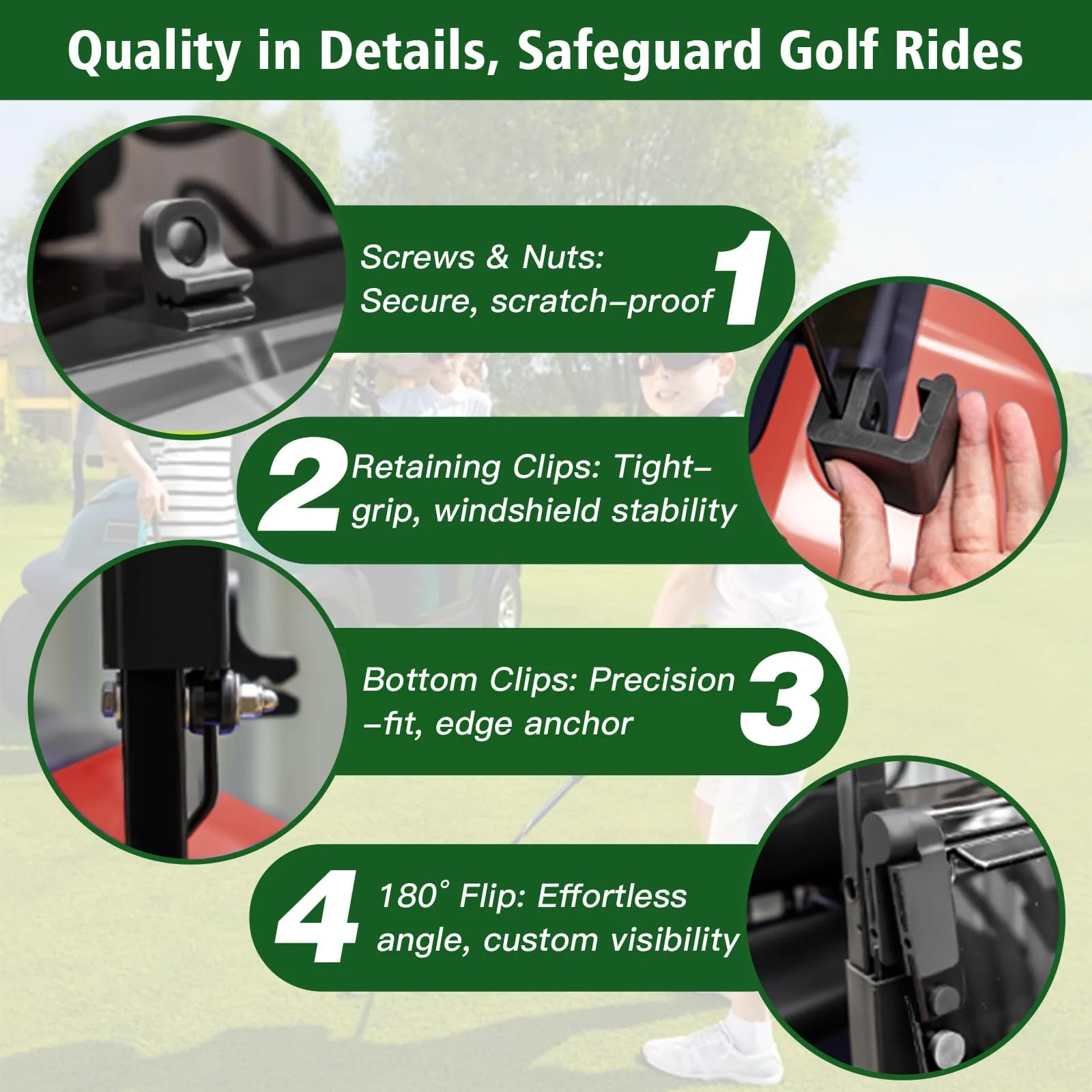 Nuojinsi Folding Windshield for E-Z-GO TXT 1995-2013 image 2