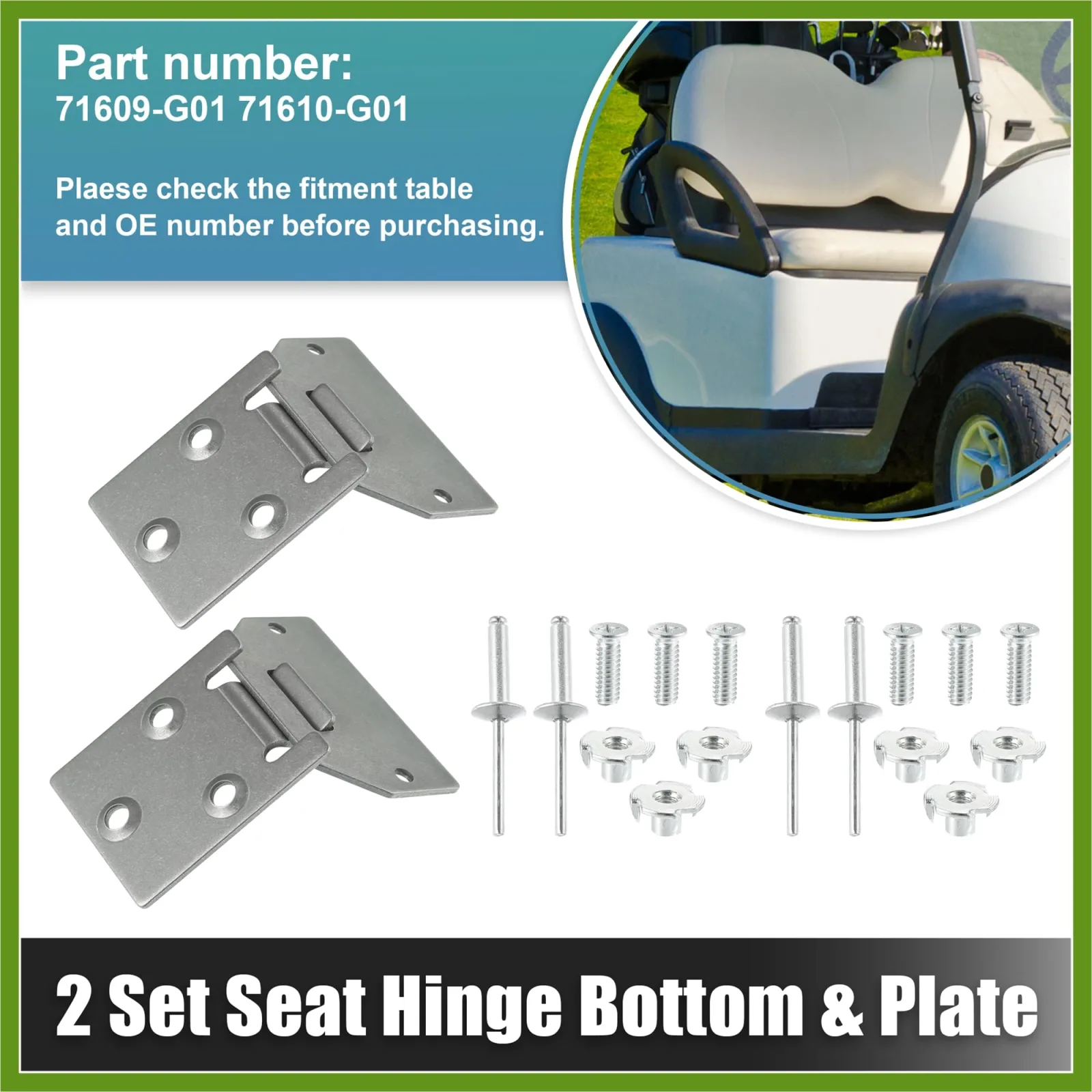 HOPESPANNER E-Z-GO Seat Hinge Set 71610-G01/71609-G01 image 2