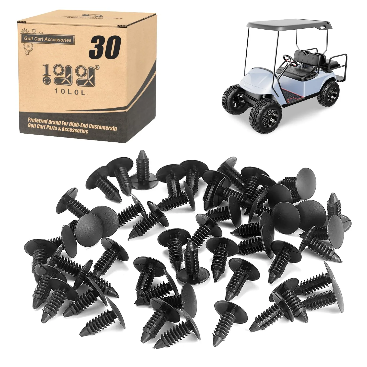 10L0L Golf Cart Plastic Push Rivets, 1/4 x 3/4 Inch