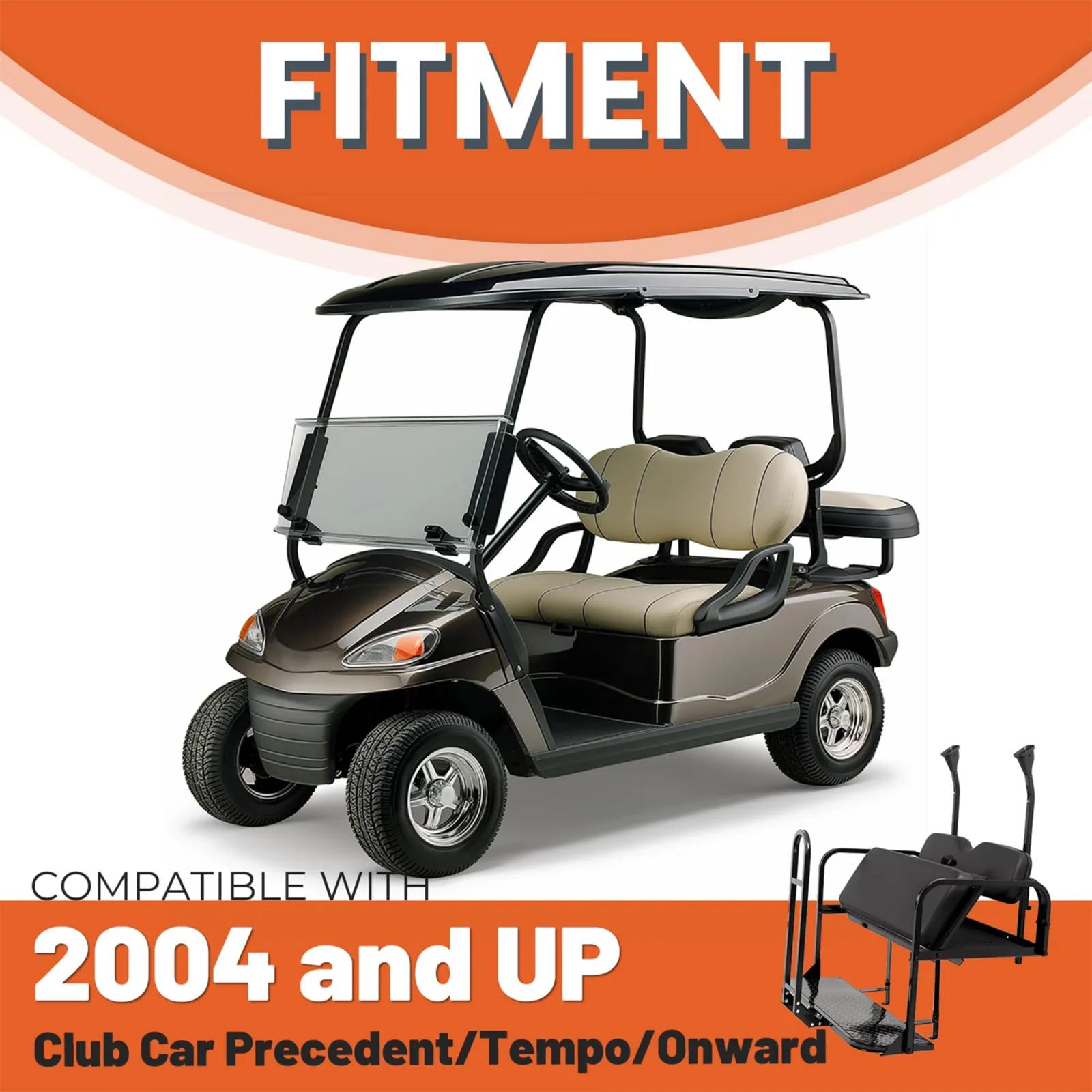 KUAFU GO-4828 Flip Seat Kit for Club Car Golf Carts image 2