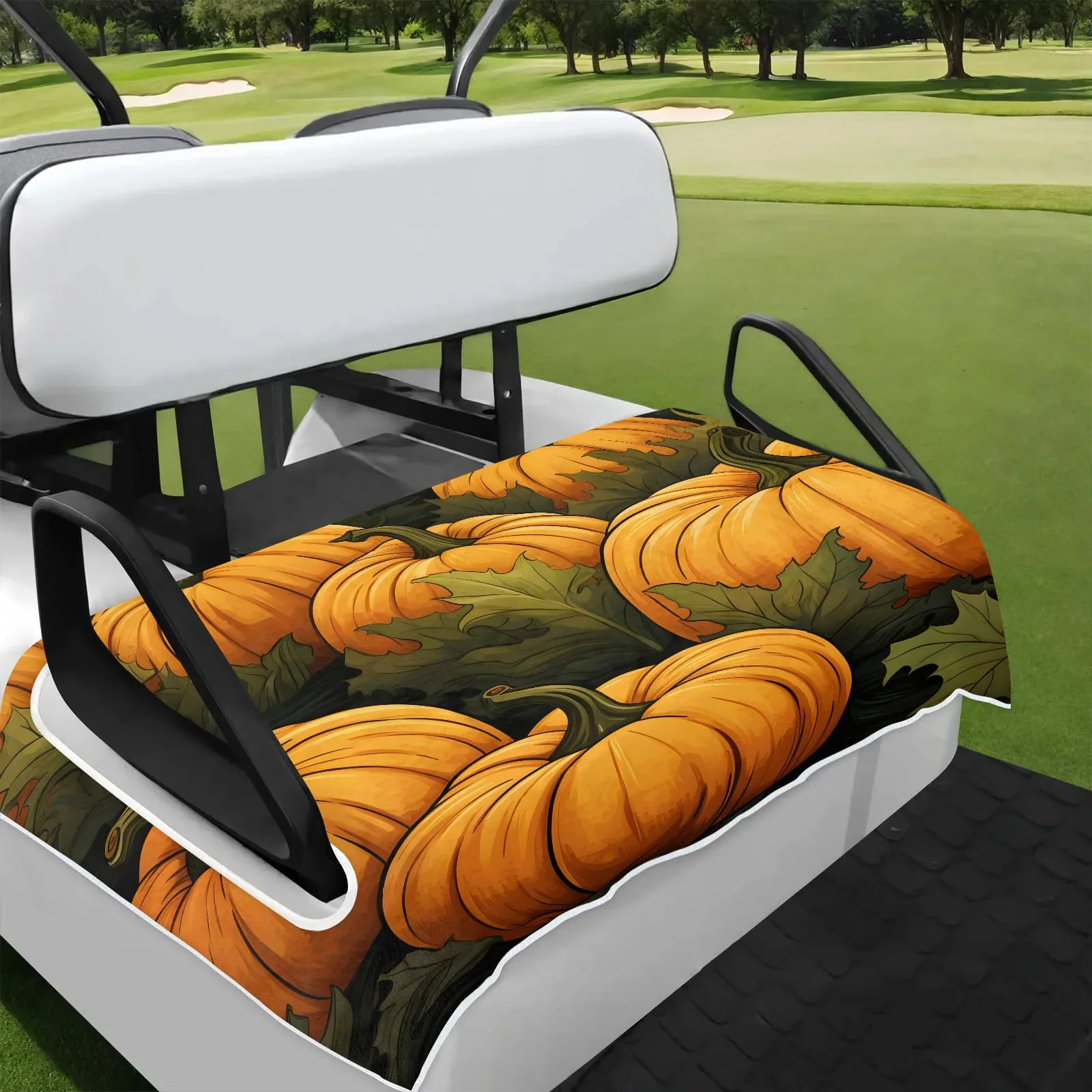 Tiveruda Autumn Pumpkin Golf Cart Seat Cover, 51 x 31 in