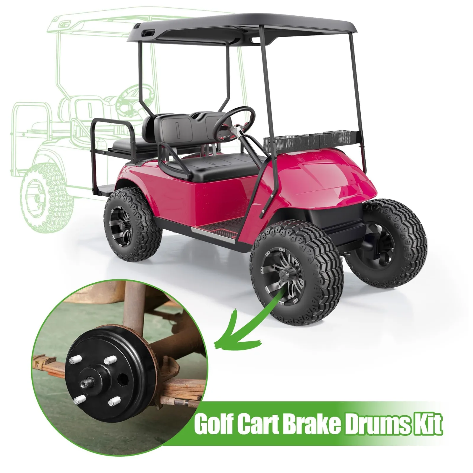 10L0L Rear Brake Drum Kit for E-Z-GO TXT 1997-2008 image 3