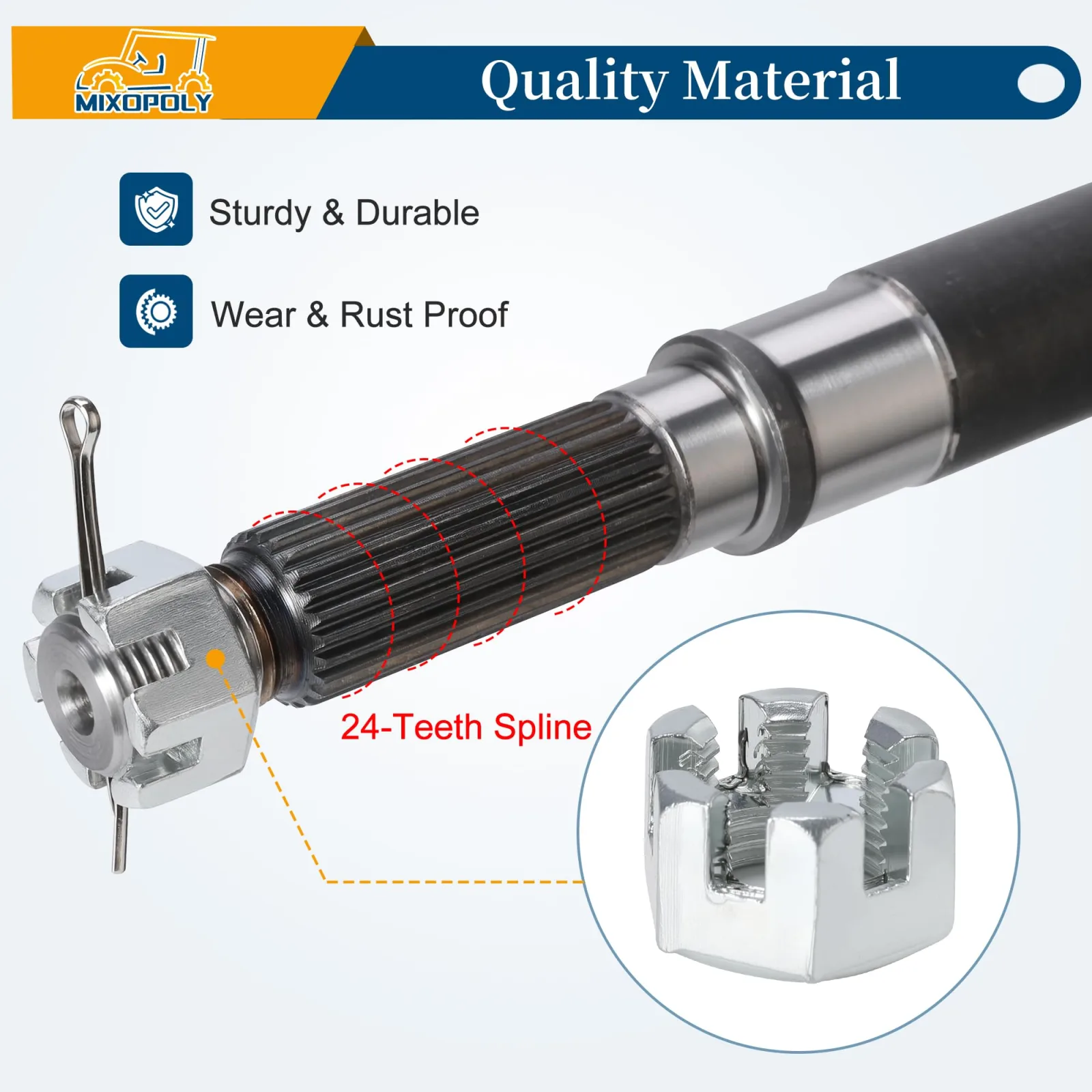 Mixopoly Rear Axle Shaft for E-Z-GO TXT 1994-Up Electric image 3