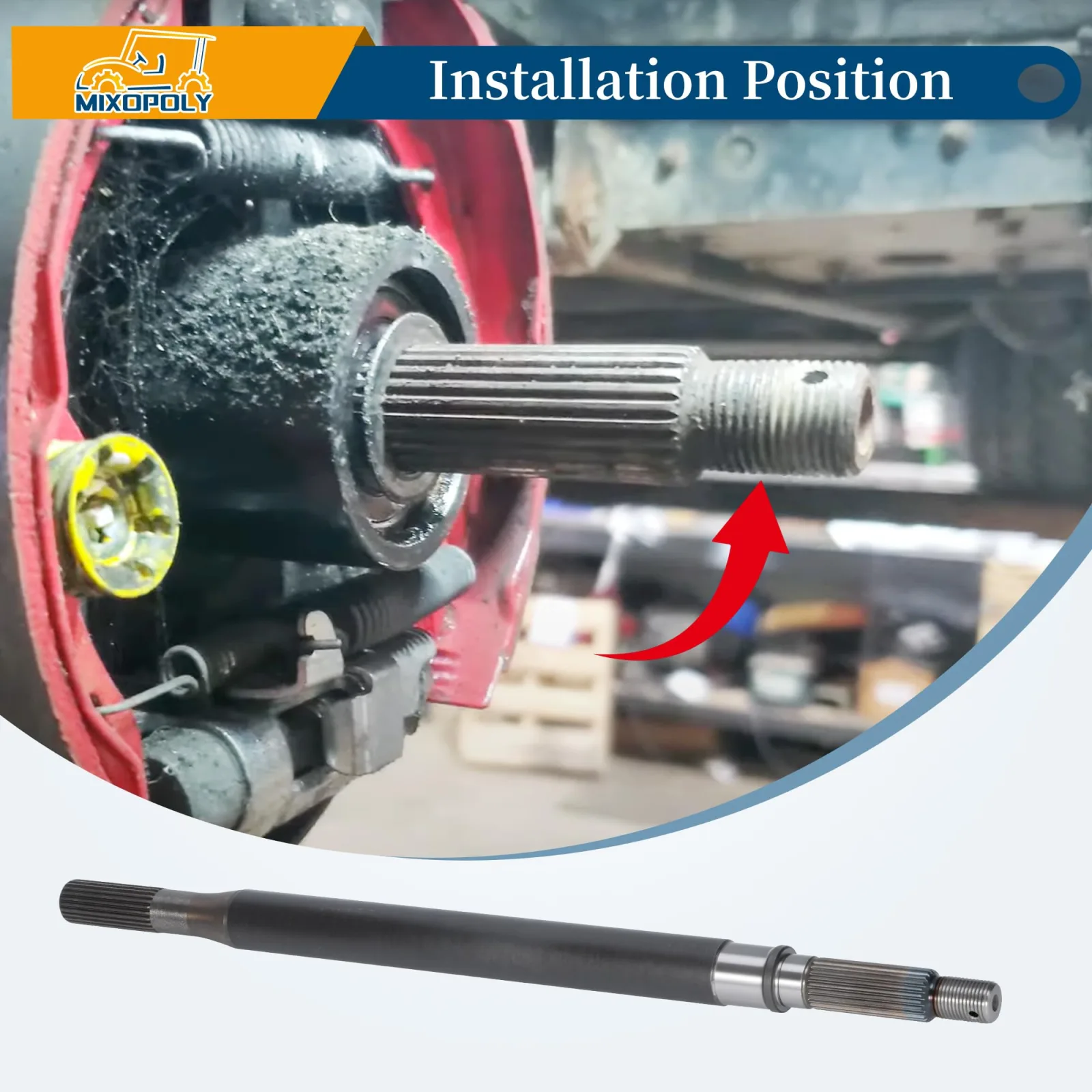 Mixopoly Rear Axle Shaft for E-Z-GO TXT 1994-Up Electric image 4